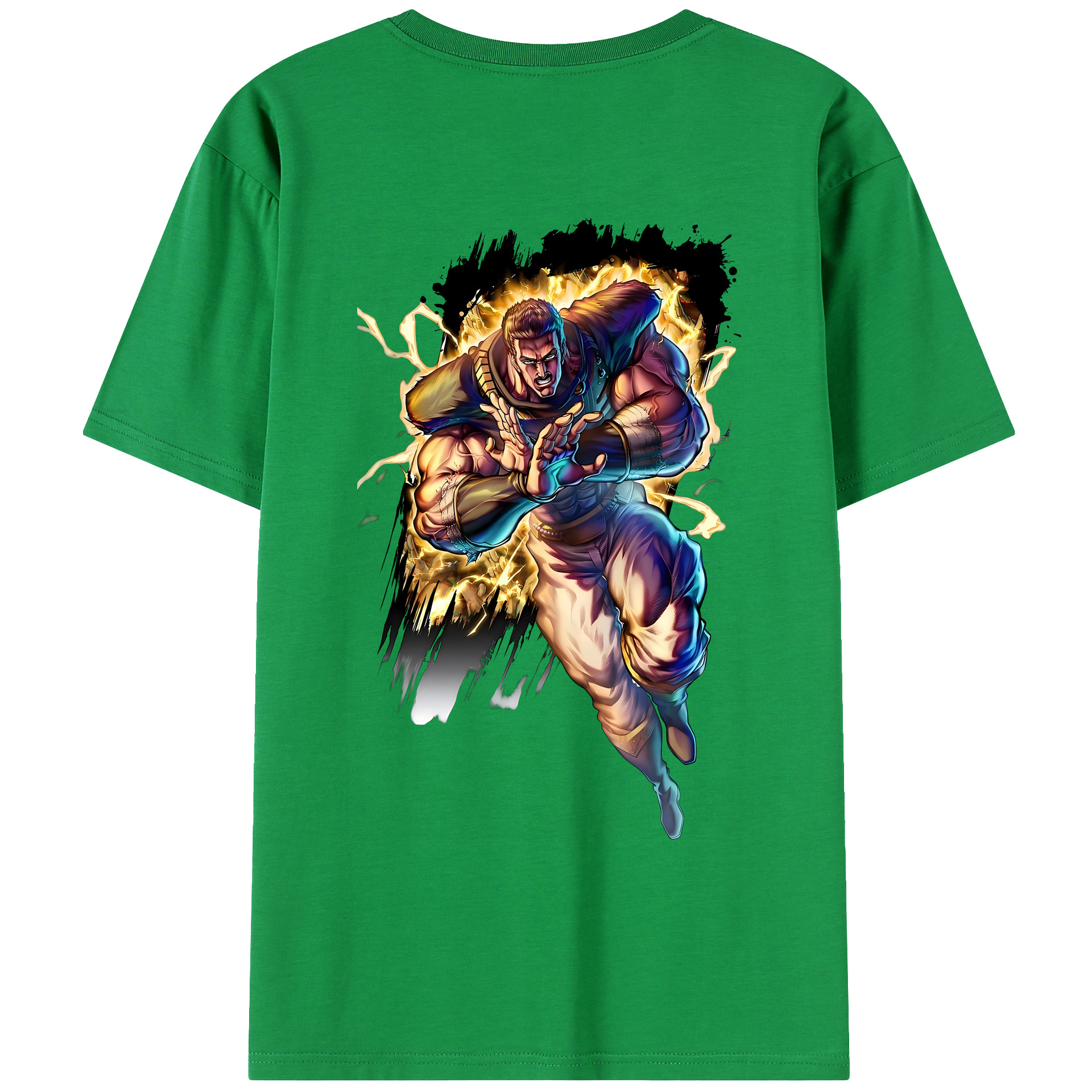 （画像用） 北斗の拳 Fist of the North Star 綿100％ メンズ半袖Tシャツ（バックプリント） 通気性