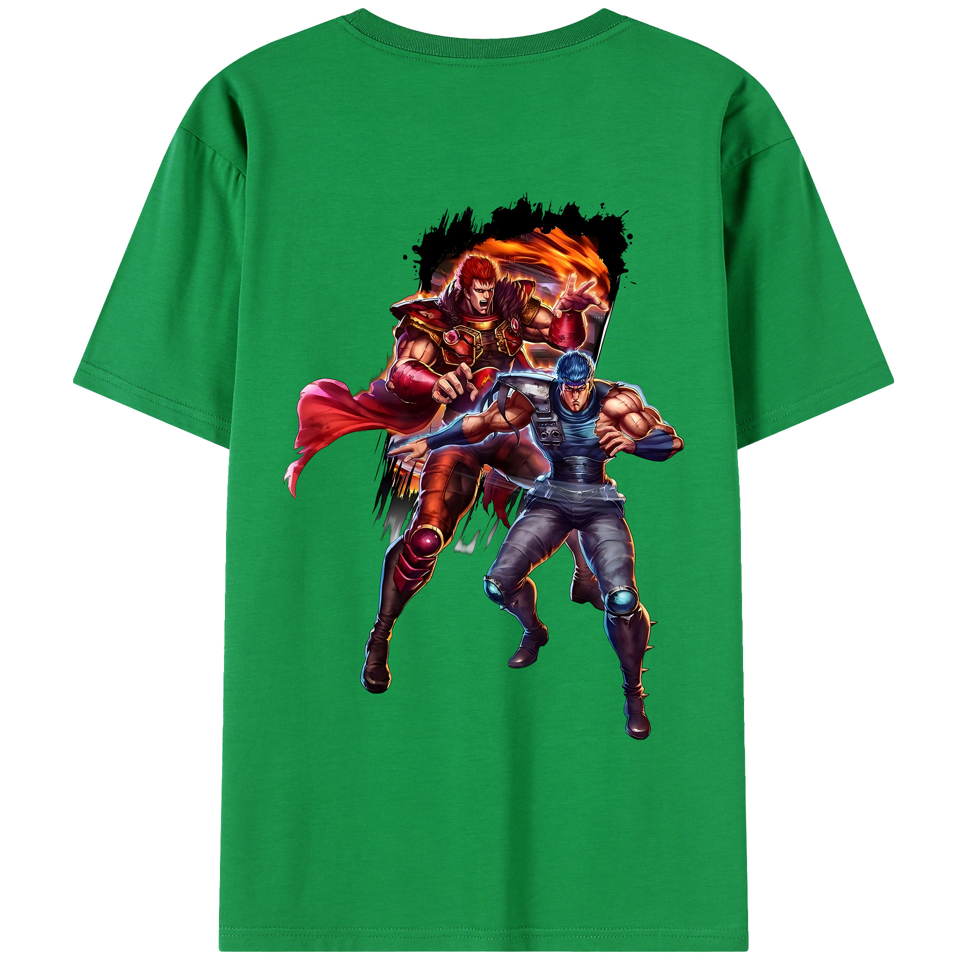 （画像用） 北斗の拳 Fist of the North Star 綿100％ メンズ半袖Tシャツ（バックプリント） 通気性