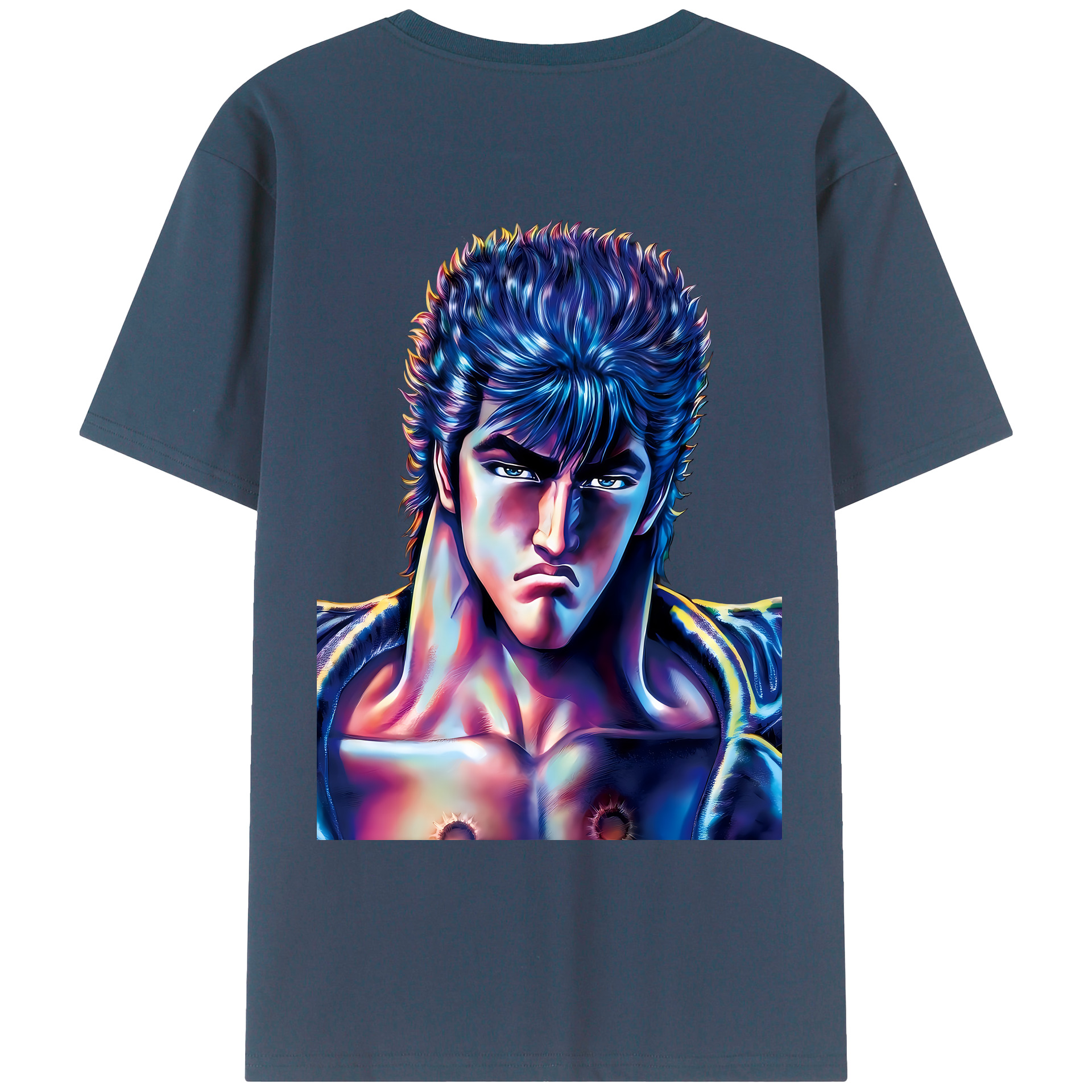 （画像用） 北斗の拳 Fist of the North Star 綿100％ メンズ半袖Tシャツ（バックプリント） 通気性