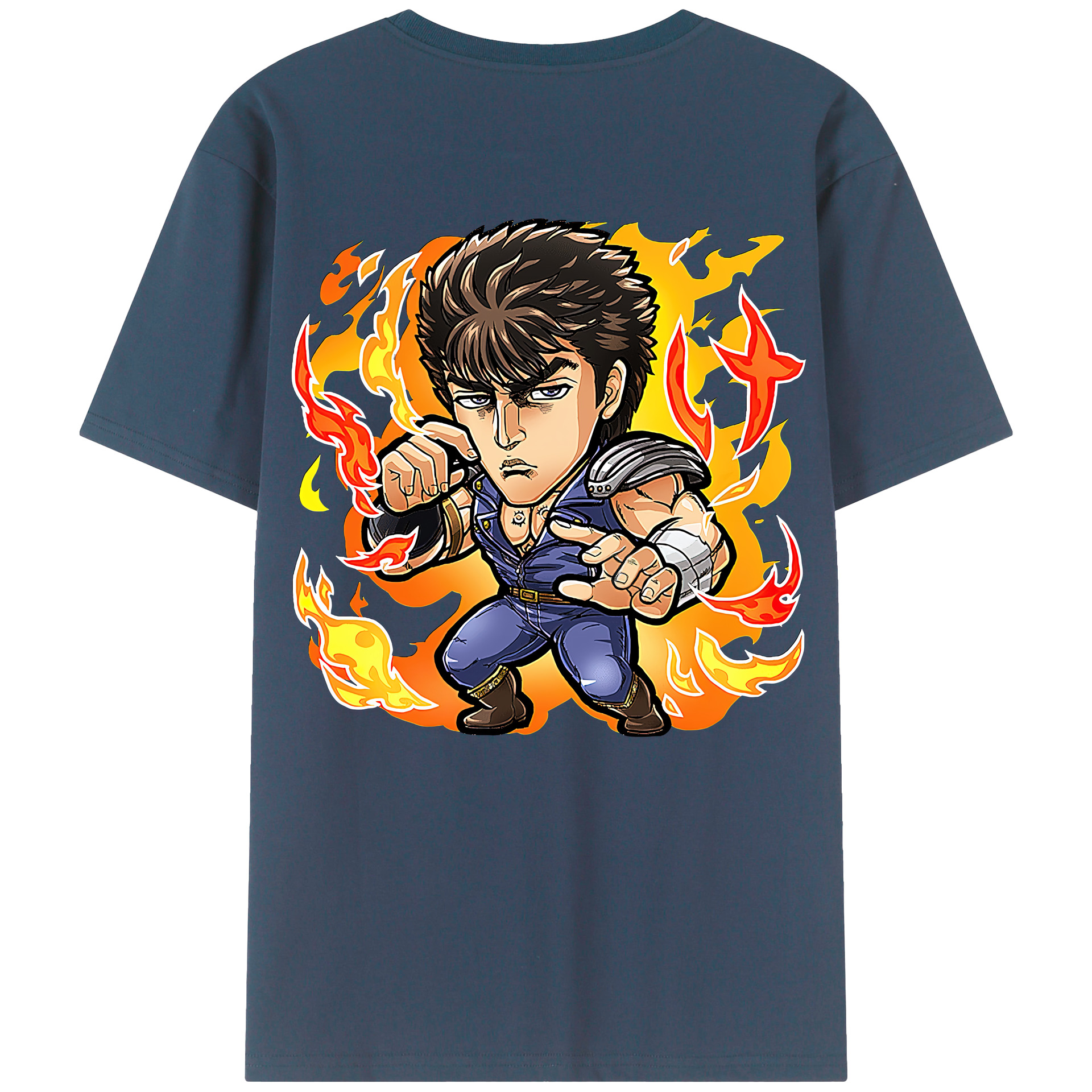 （画像用） 北斗の拳 Fist of the North Star 綿100％ メンズ半袖Tシャツ（バックプリント） 通気性