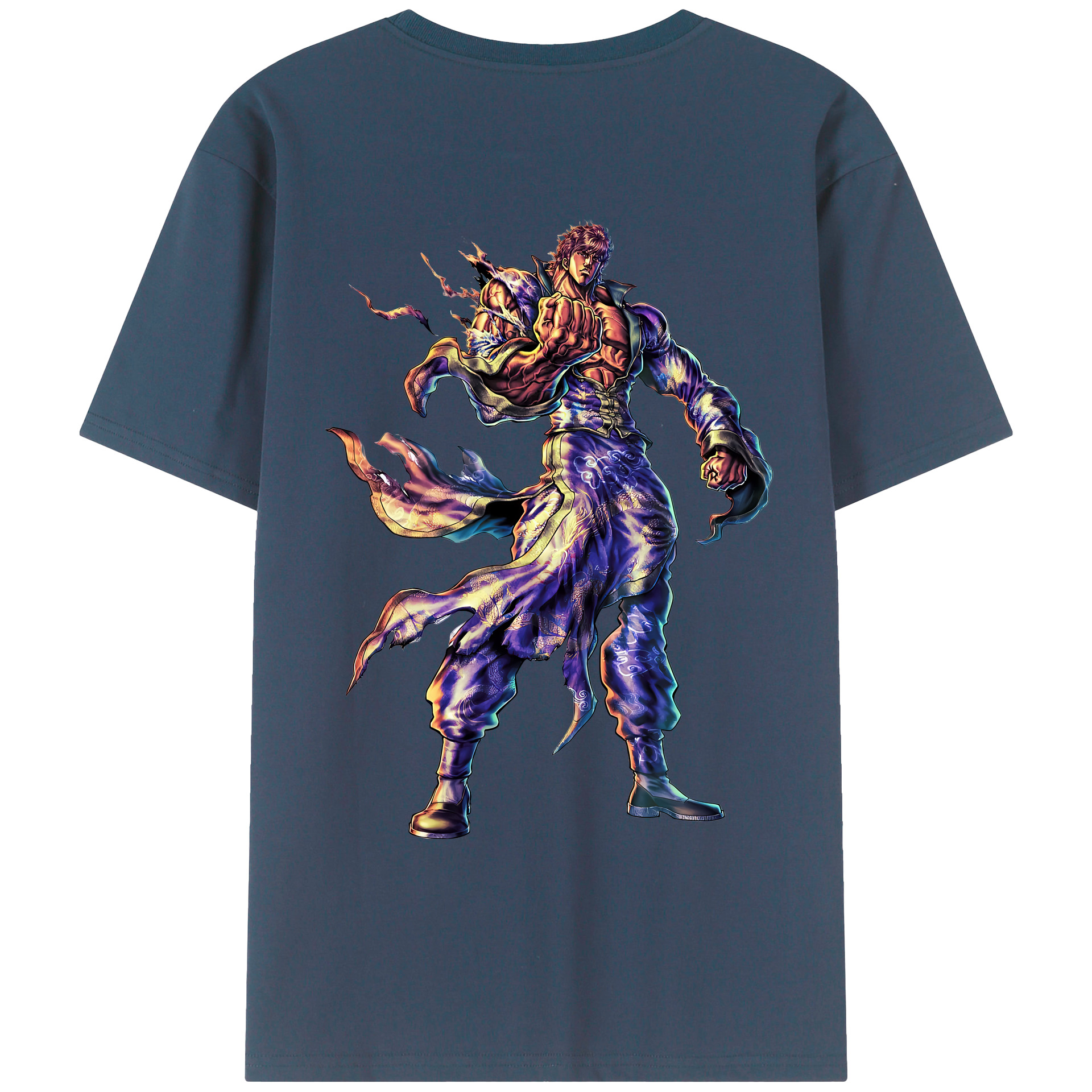 （画像用） 北斗の拳 Fist of the North Star 綿100％ メンズ半袖Tシャツ（バックプリント） 通気性