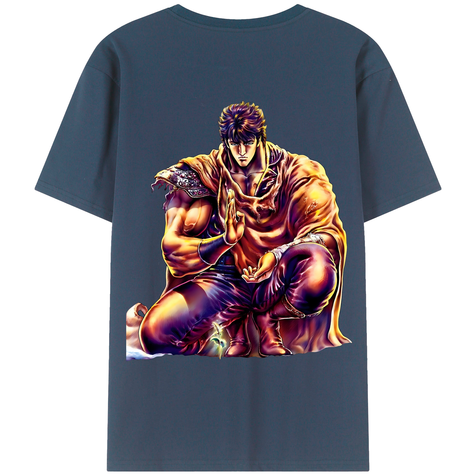 （画像用） 北斗の拳 Fist of the North Star 綿100％ メンズ半袖Tシャツ（バックプリント） 通気性