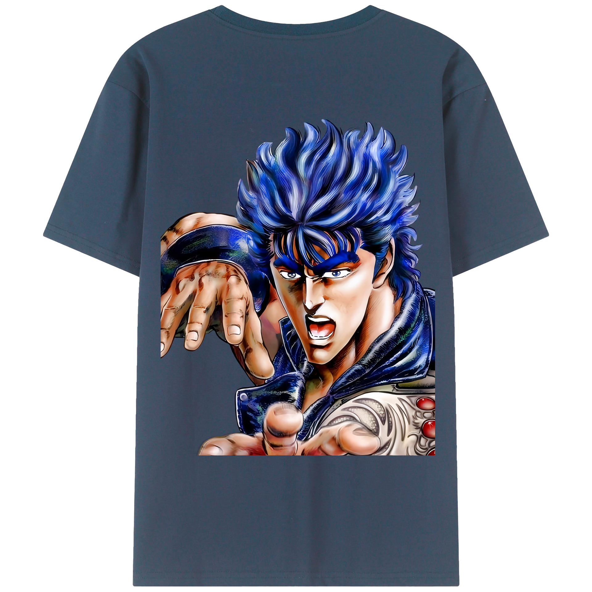 （画像用） 北斗の拳 Fist of the North Star 綿100％ メンズ半袖Tシャツ（バックプリント） 通気性