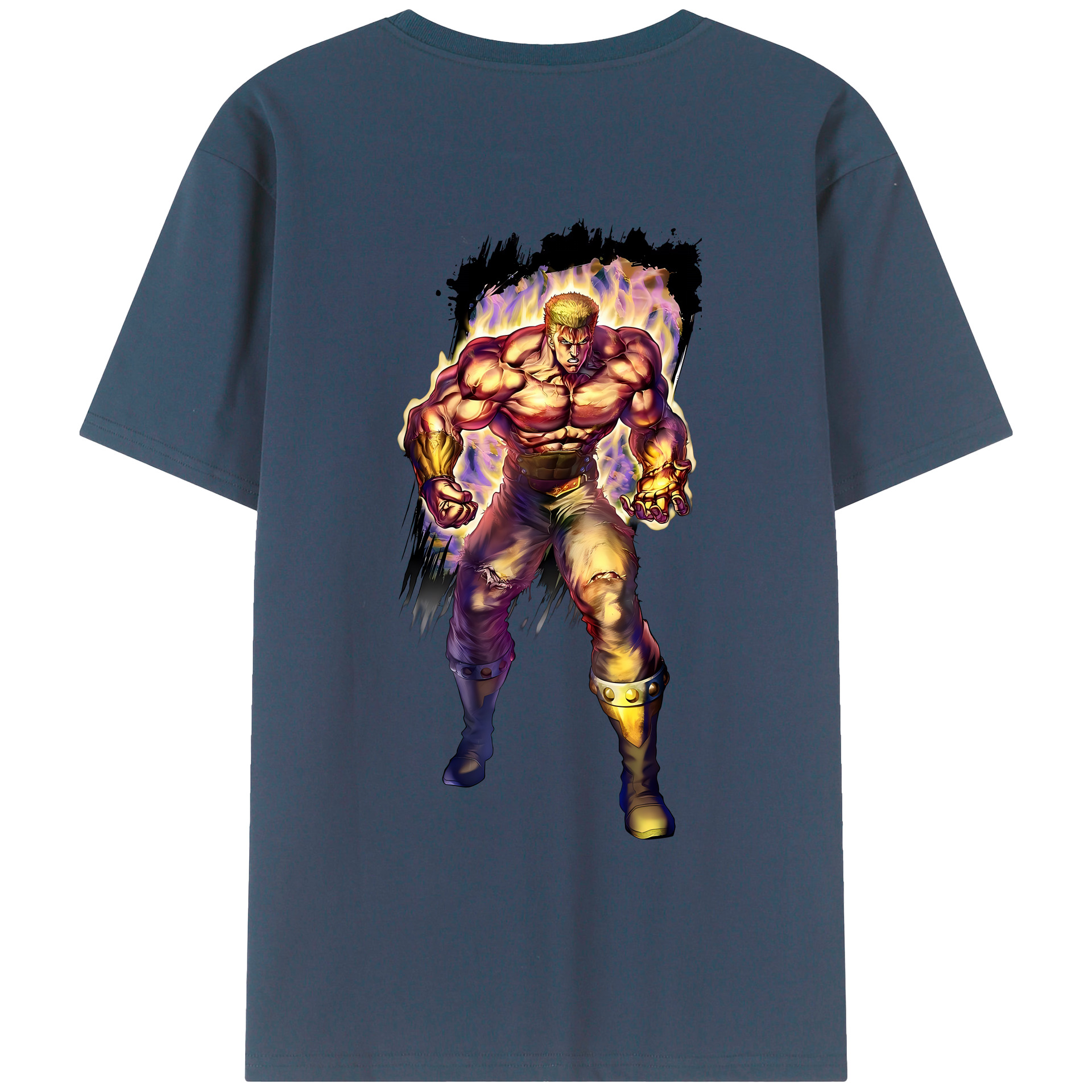 （画像用） 北斗の拳 Fist of the North Star 綿100％ メンズ半袖Tシャツ（バックプリント） 通気性