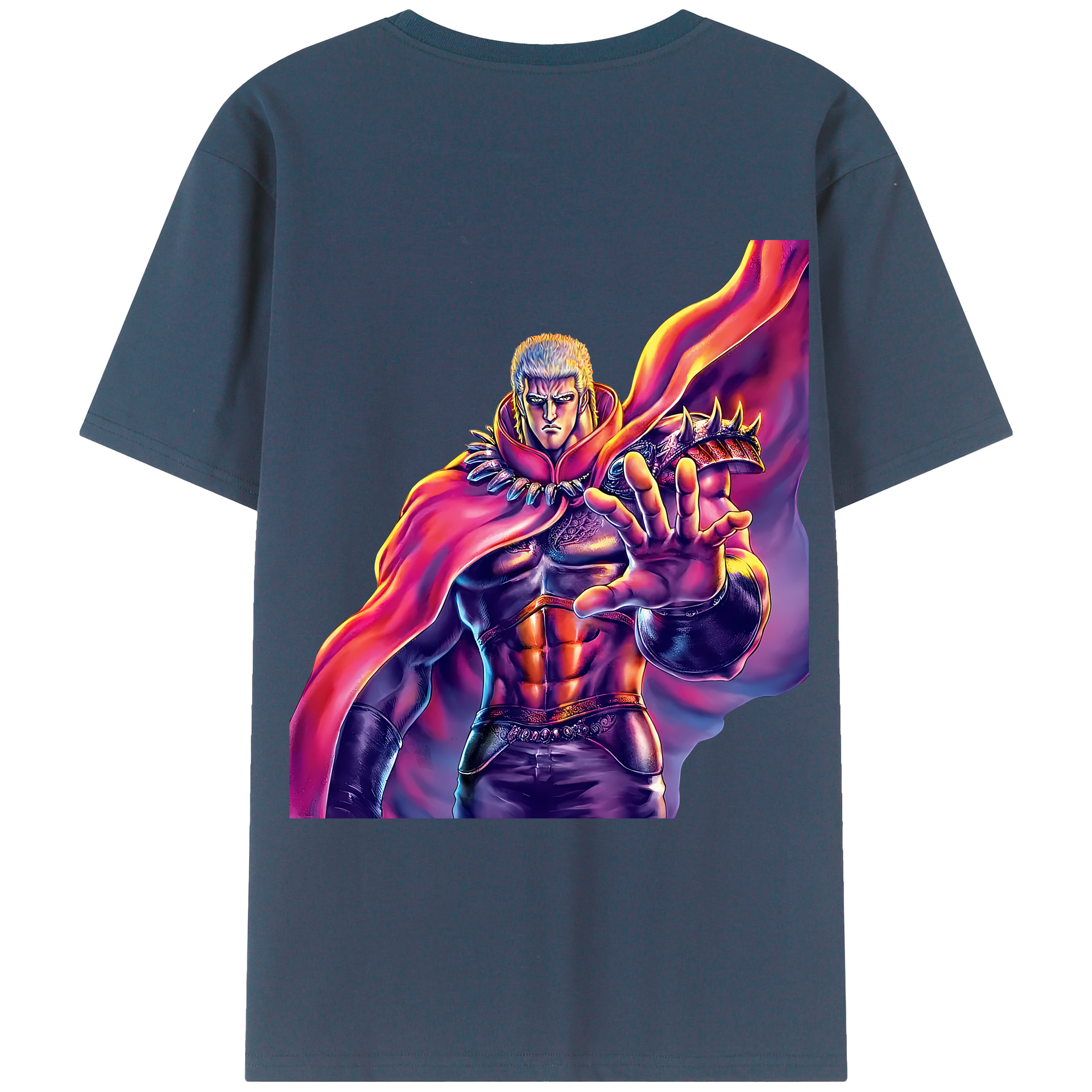 （画像用） 北斗の拳 Fist of the North Star 綿100％ メンズ半袖Tシャツ（バックプリント） 通気性