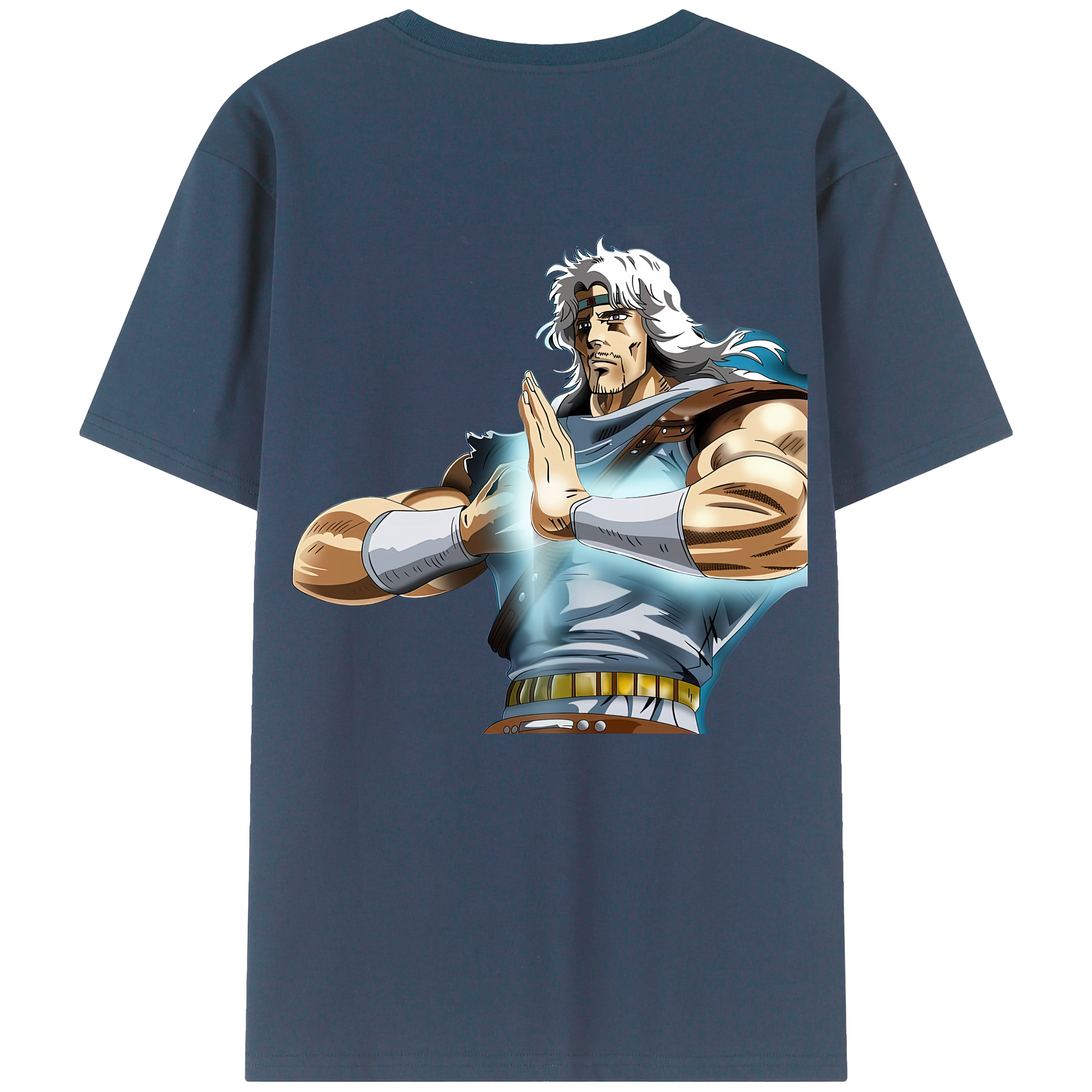 （画像用） 北斗の拳 Fist of the North Star 綿100％ メンズ半袖Tシャツ（バックプリント） 通気性