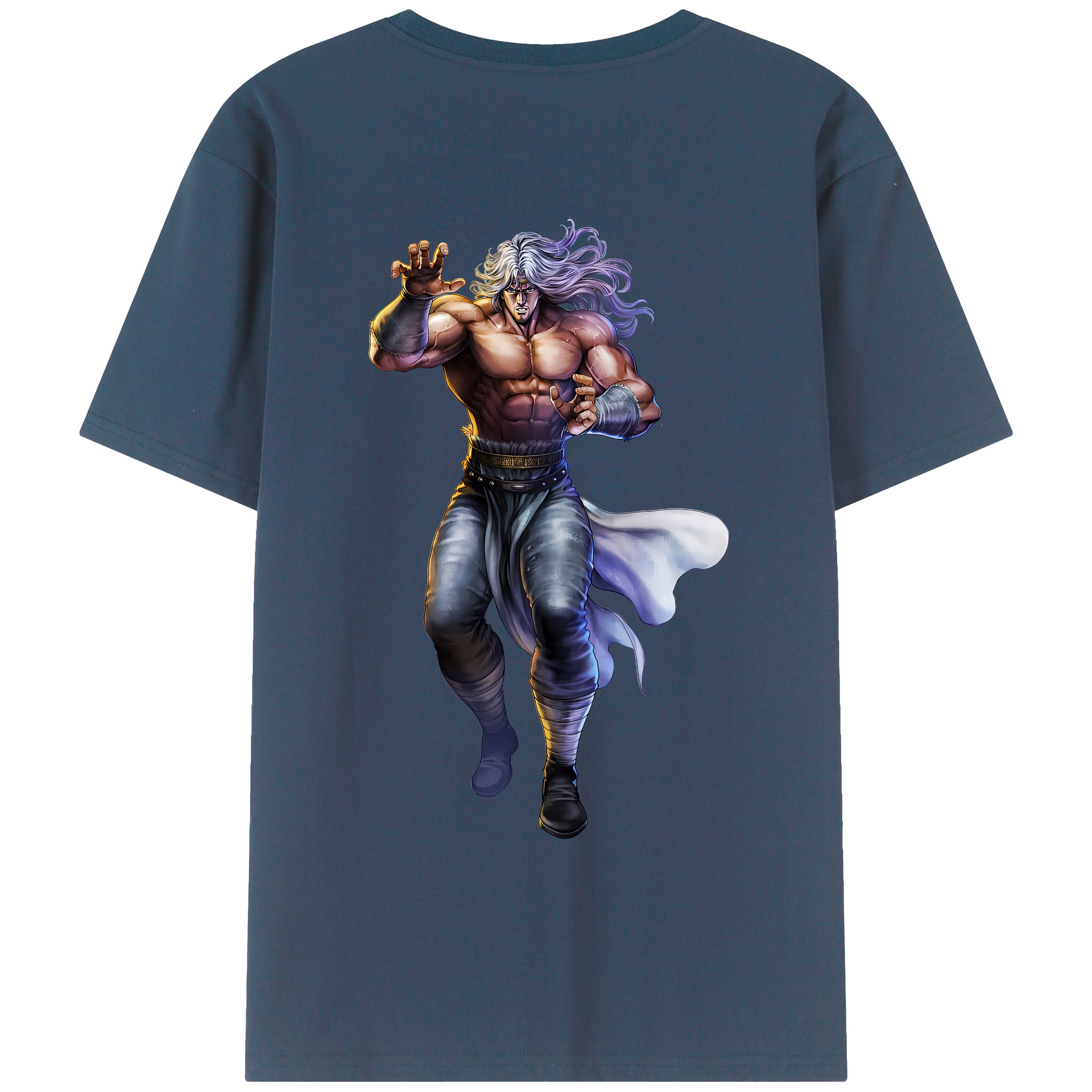 （画像用） 北斗の拳 Fist of the North Star 綿100％ メンズ半袖Tシャツ（バックプリント） 通気性