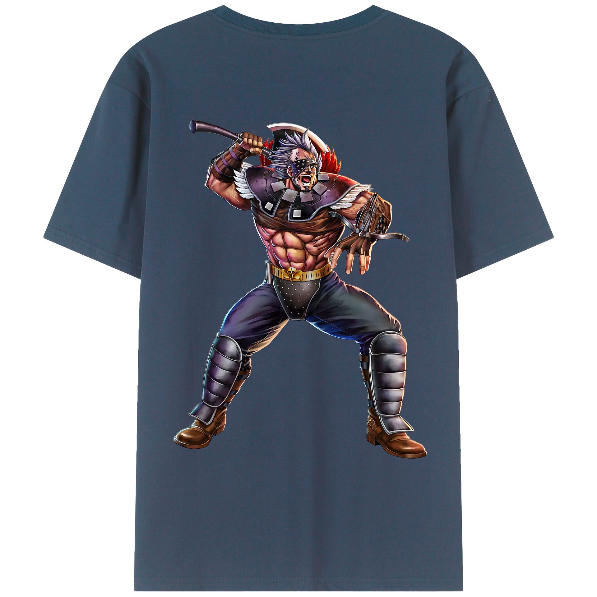 （画像用） 北斗の拳 Fist of the North Star 綿100％ メンズ半袖Tシャツ（バックプリント） 通気性
