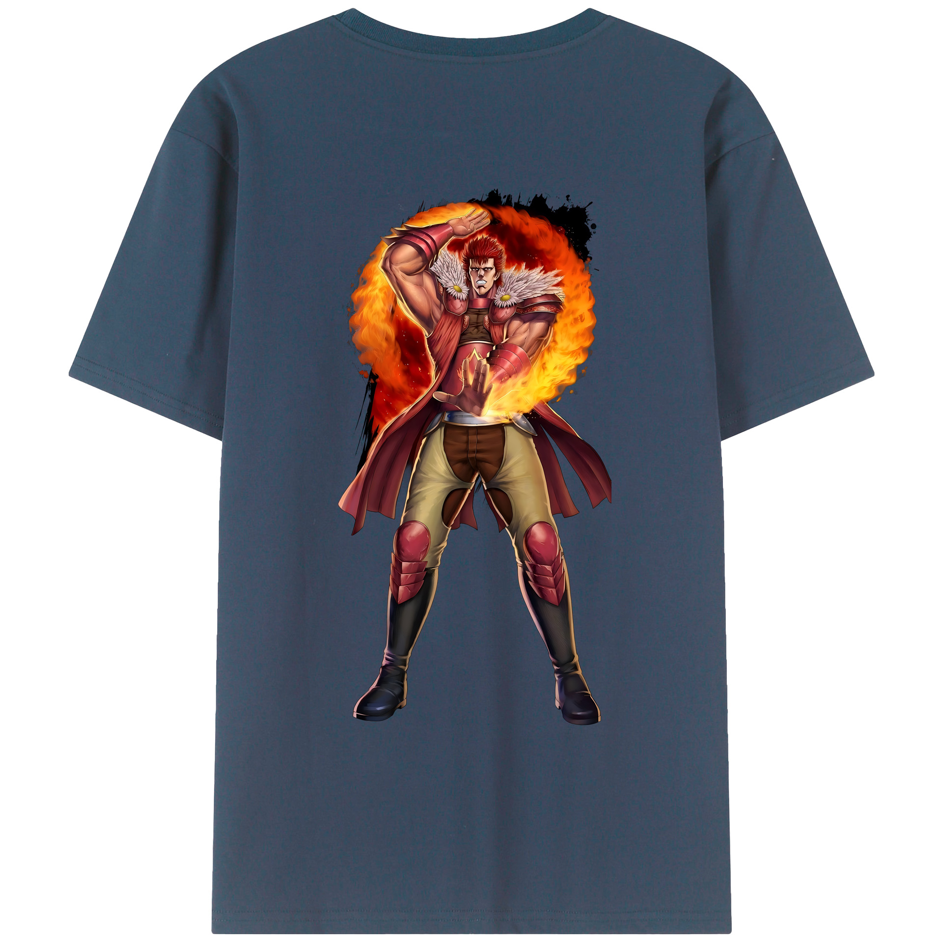 （画像用） 北斗の拳 Fist of the North Star 綿100％ メンズ半袖Tシャツ（バックプリント） 通気性