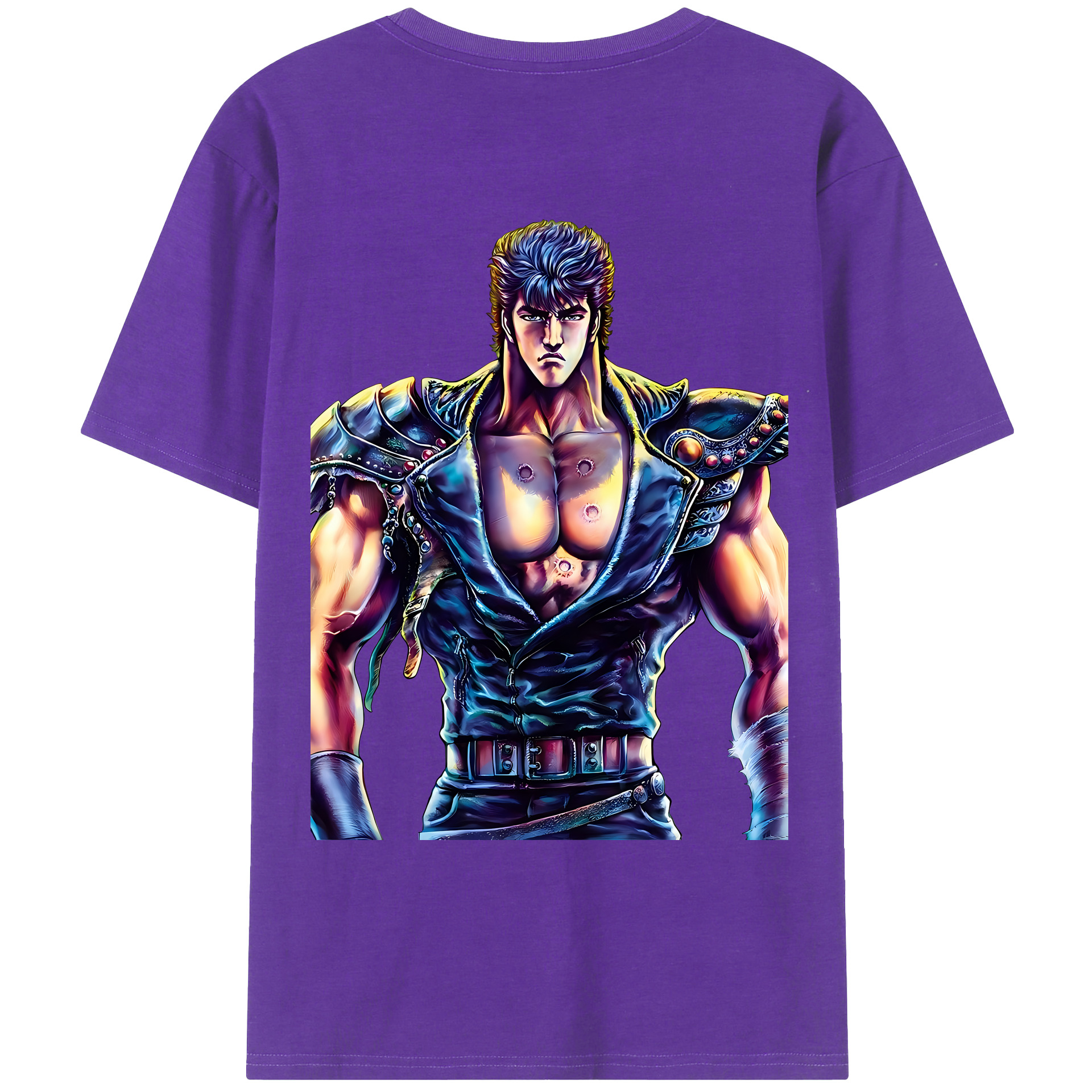 （画像用） 北斗の拳 Fist of the North Star 綿100％ メンズ半袖Tシャツ（バックプリント） 通気性