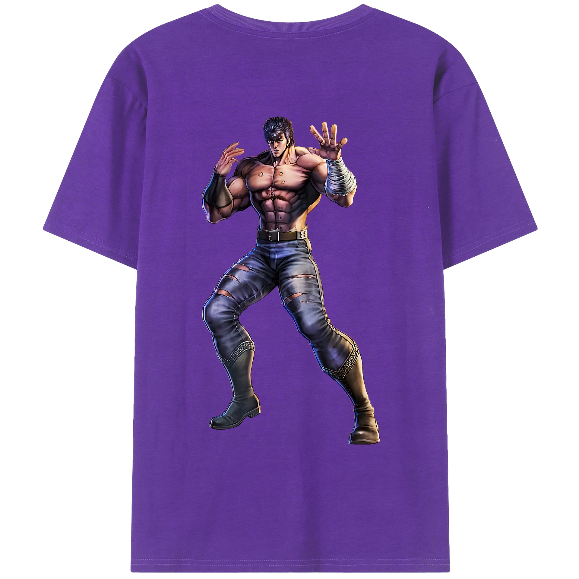 （画像用） 北斗の拳 Fist of the North Star 綿100％ メンズ半袖Tシャツ（バックプリント） 通気性