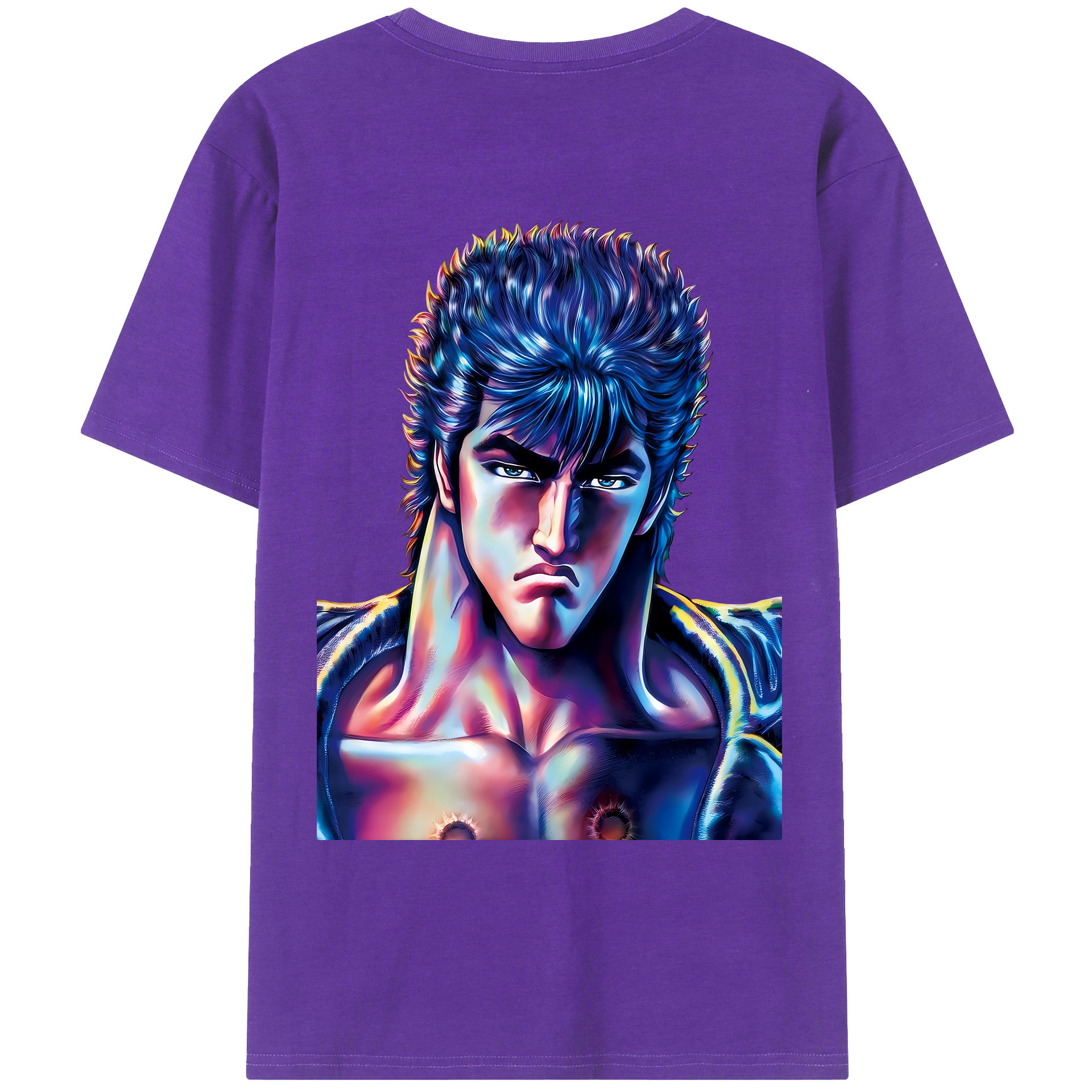 （画像用） 北斗の拳 Fist of the North Star 綿100％ メンズ半袖Tシャツ（バックプリント） 通気性