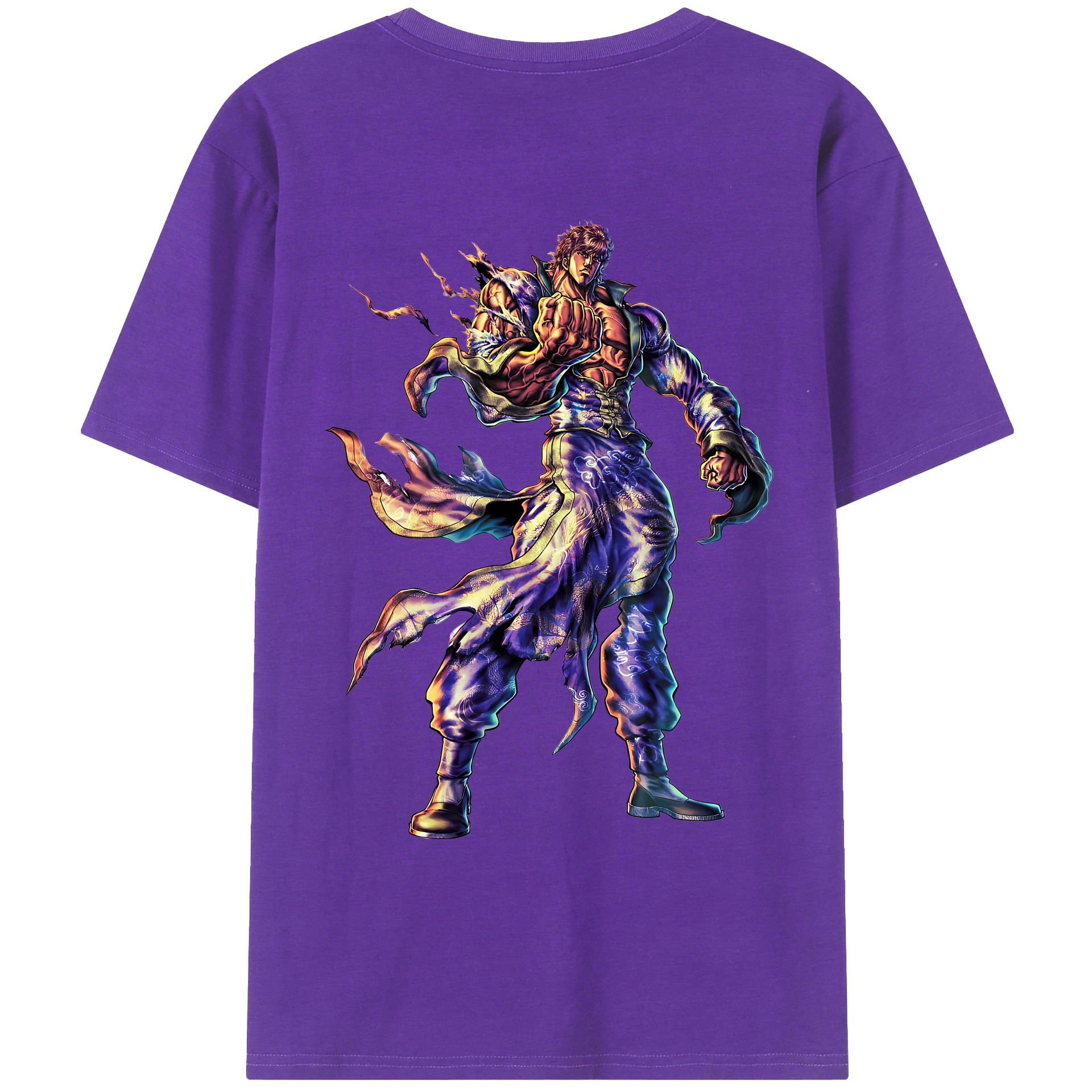 （画像用） 北斗の拳 Fist of the North Star 綿100％ メンズ半袖Tシャツ（バックプリント） 通気性