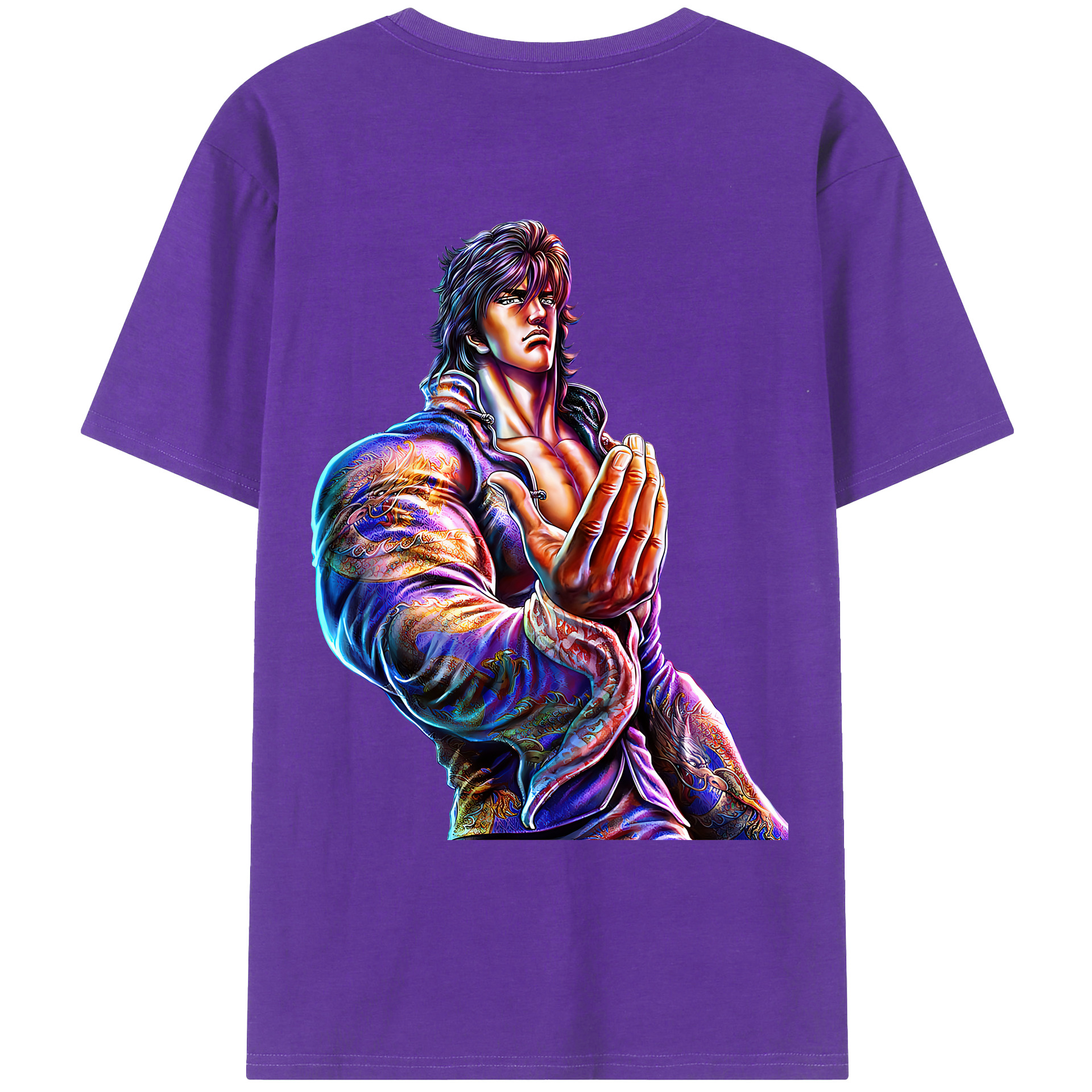 （画像用） 北斗の拳 Fist of the North Star 綿100％ メンズ半袖Tシャツ（バックプリント） 通気性