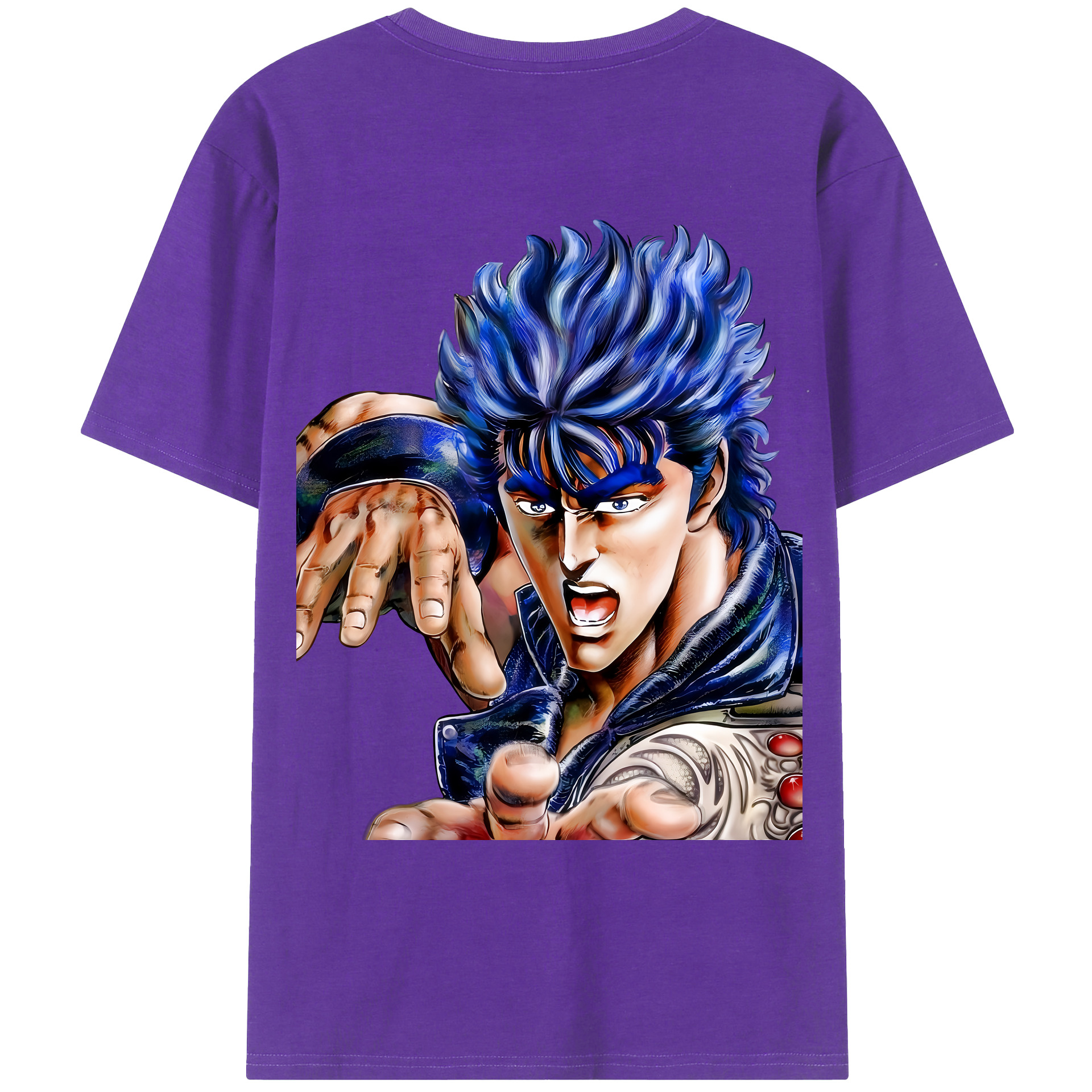 （画像用） 北斗の拳 Fist of the North Star 綿100％ メンズ半袖Tシャツ（バックプリント） 通気性