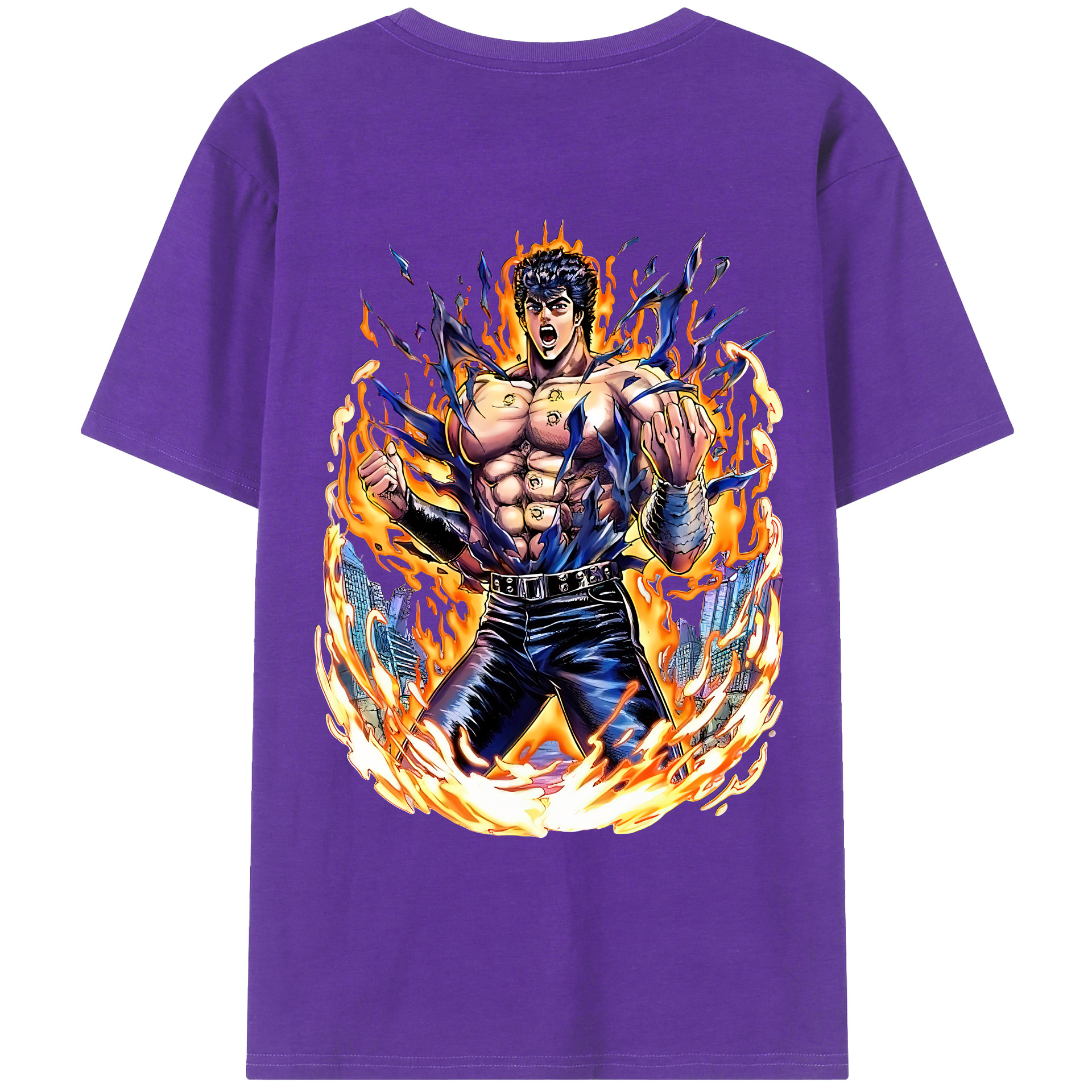 （画像用） 北斗の拳 Fist of the North Star 綿100％ メンズ半袖Tシャツ（バックプリント） 通気性