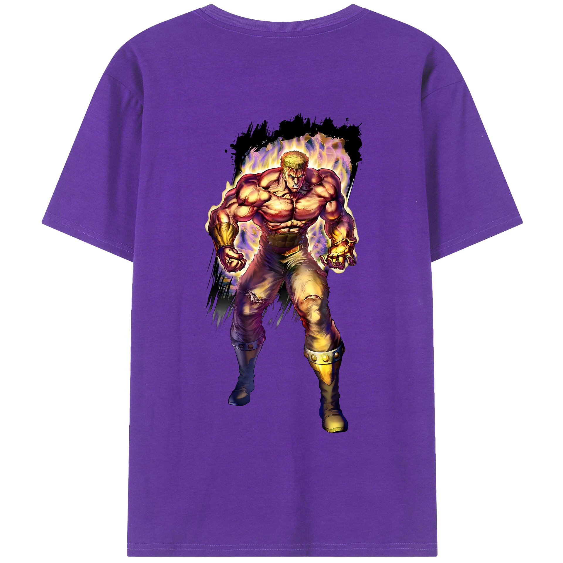 （画像用） 北斗の拳 Fist of the North Star 綿100％ メンズ半袖Tシャツ（バックプリント） 通気性