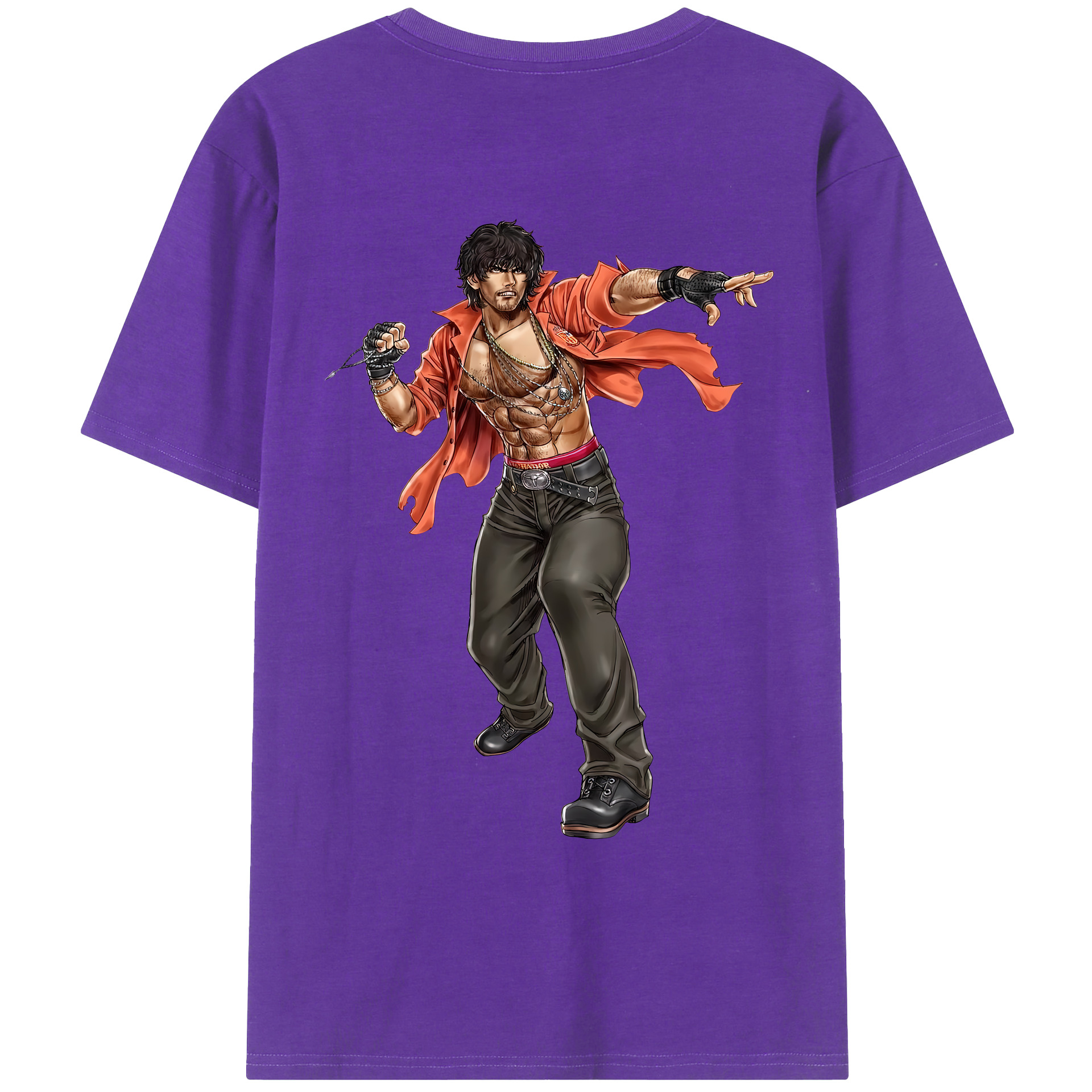 （画像用） 北斗の拳 Fist of the North Star 綿100％ メンズ半袖Tシャツ（バックプリント） 通気性