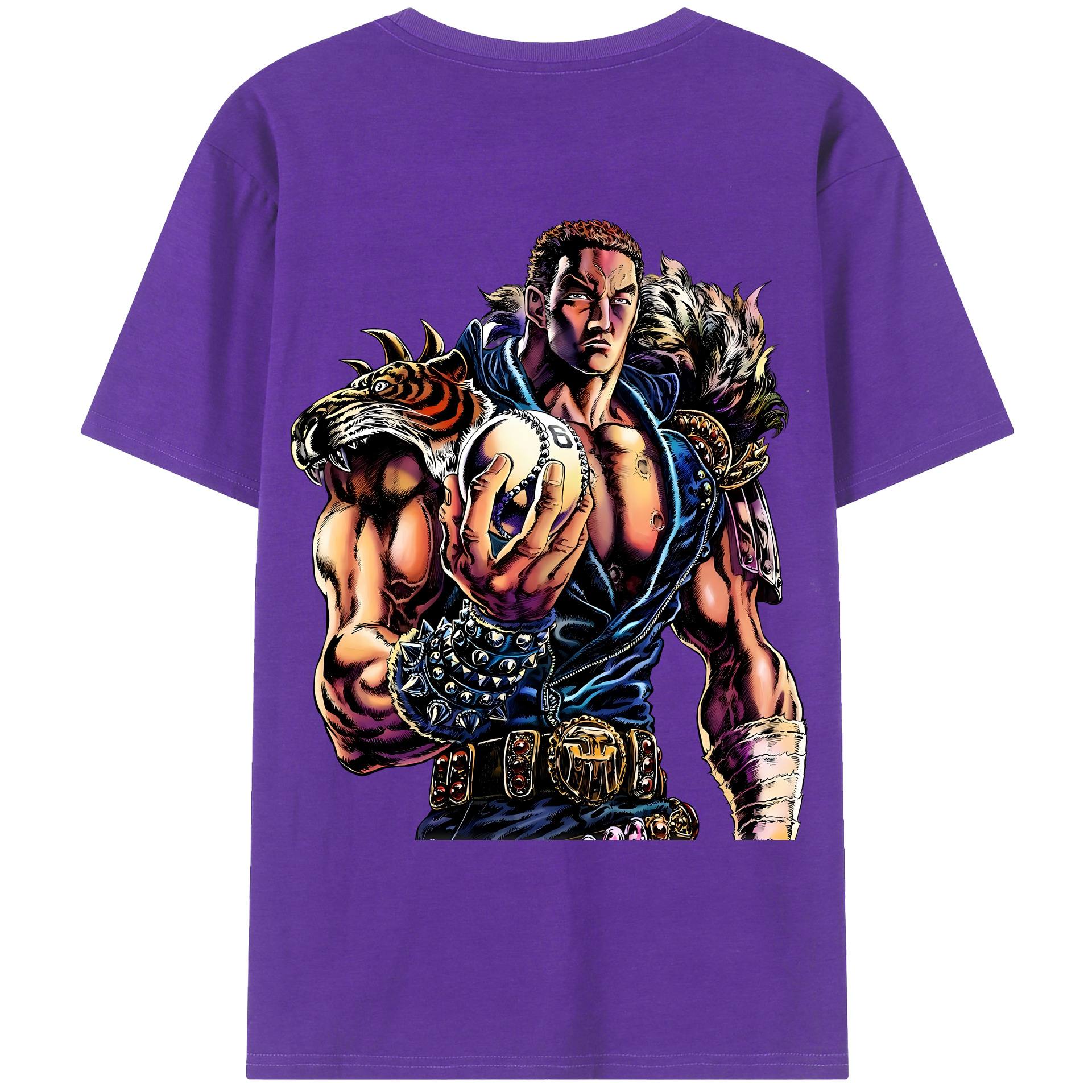 （画像用） 北斗の拳 Fist of the North Star 綿100％ メンズ半袖Tシャツ（バックプリント） 通気性