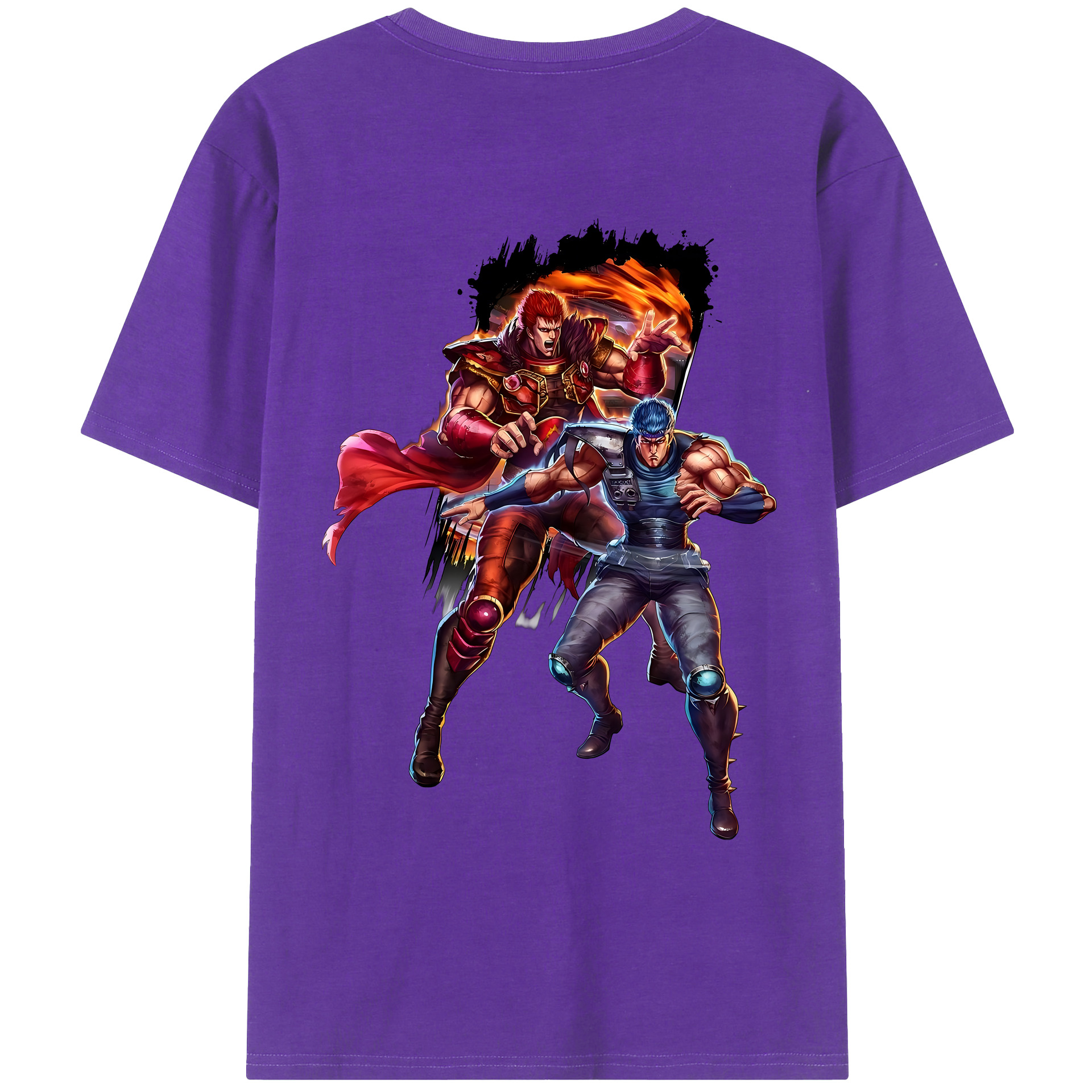 （画像用） 北斗の拳 Fist of the North Star 綿100％ メンズ半袖Tシャツ（バックプリント） 通気性