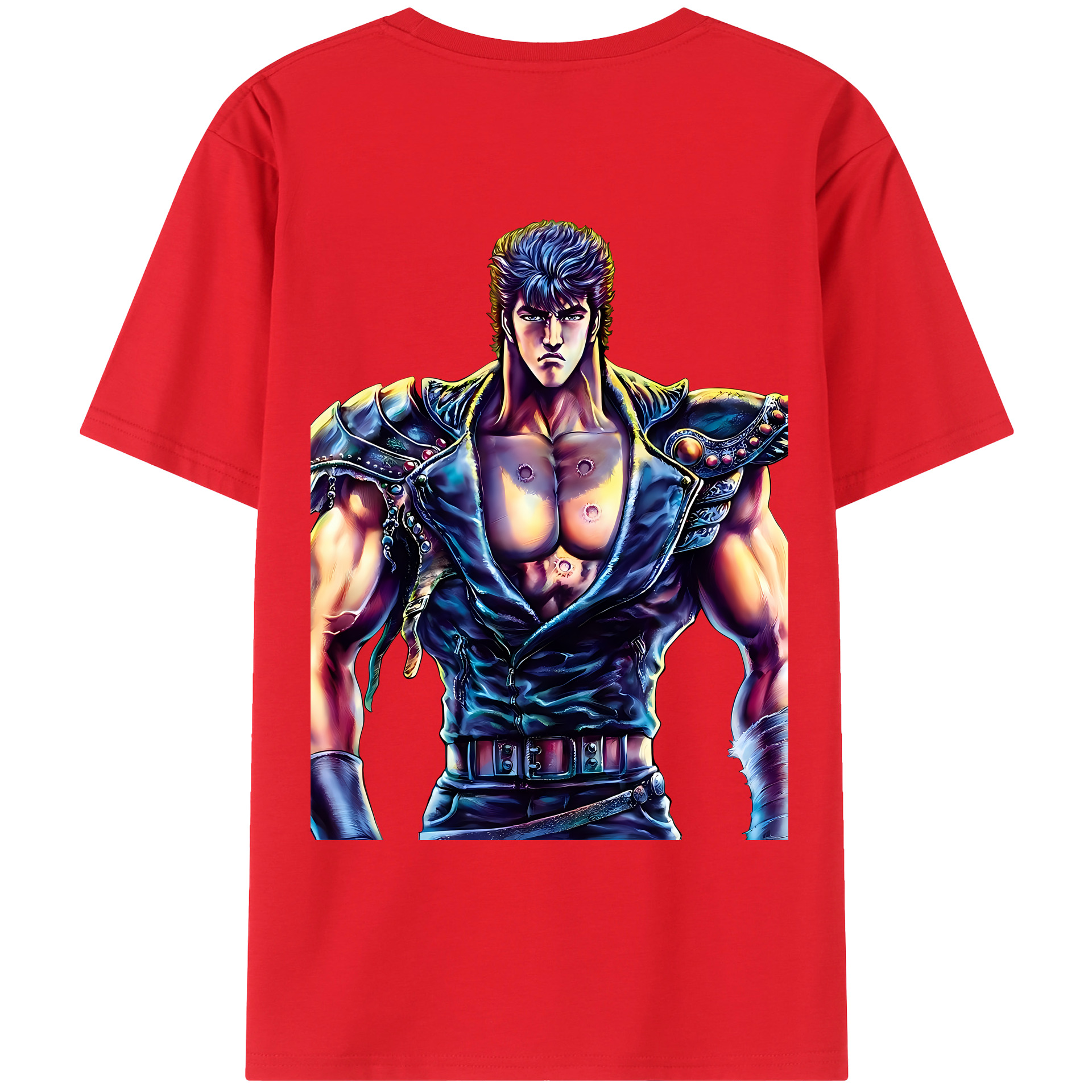 （画像用） 北斗の拳 Fist of the North Star 綿100％ メンズ半袖Tシャツ（バックプリント） 通気性