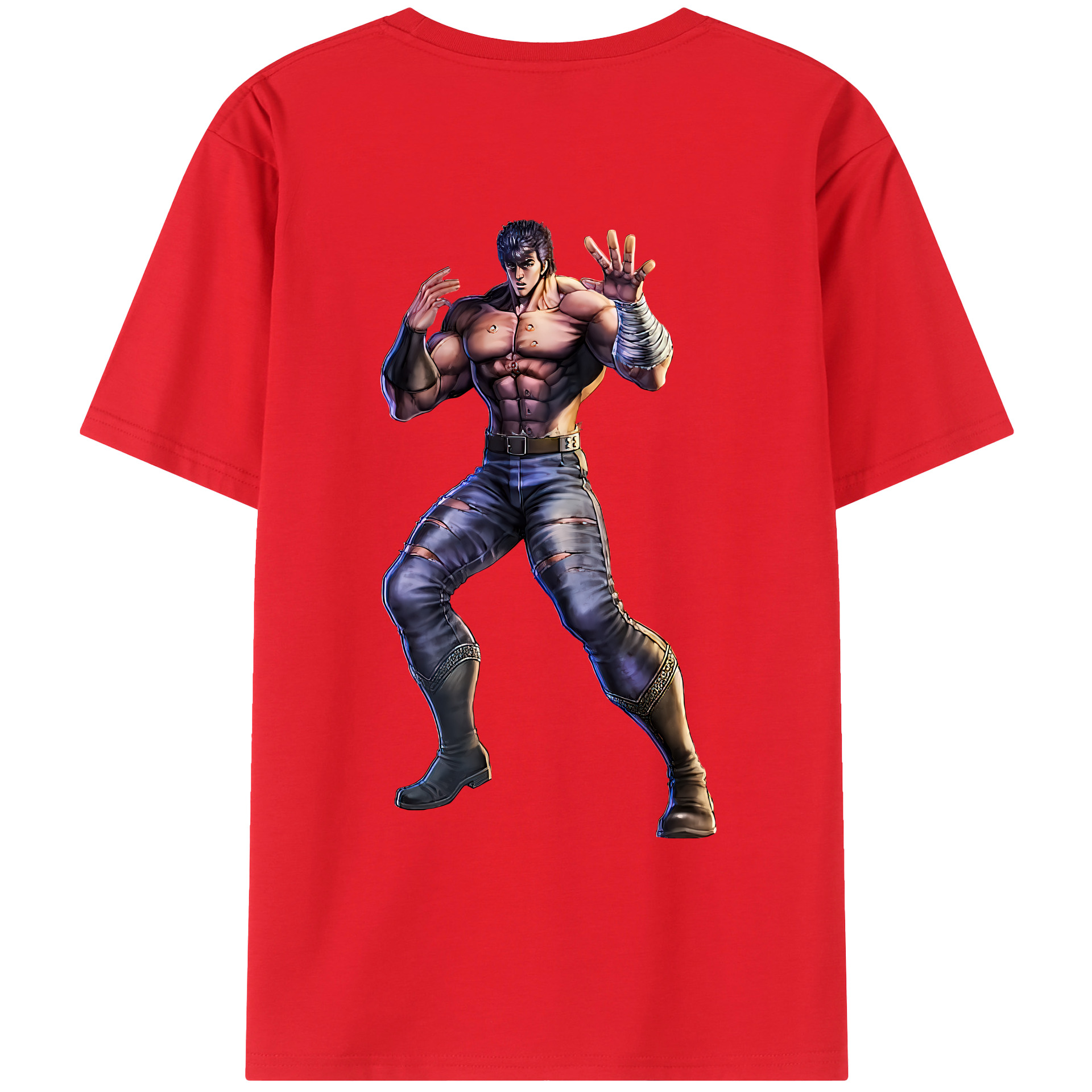（画像用） 北斗の拳 Fist of the North Star 綿100％ メンズ半袖Tシャツ（バックプリント） 通気性