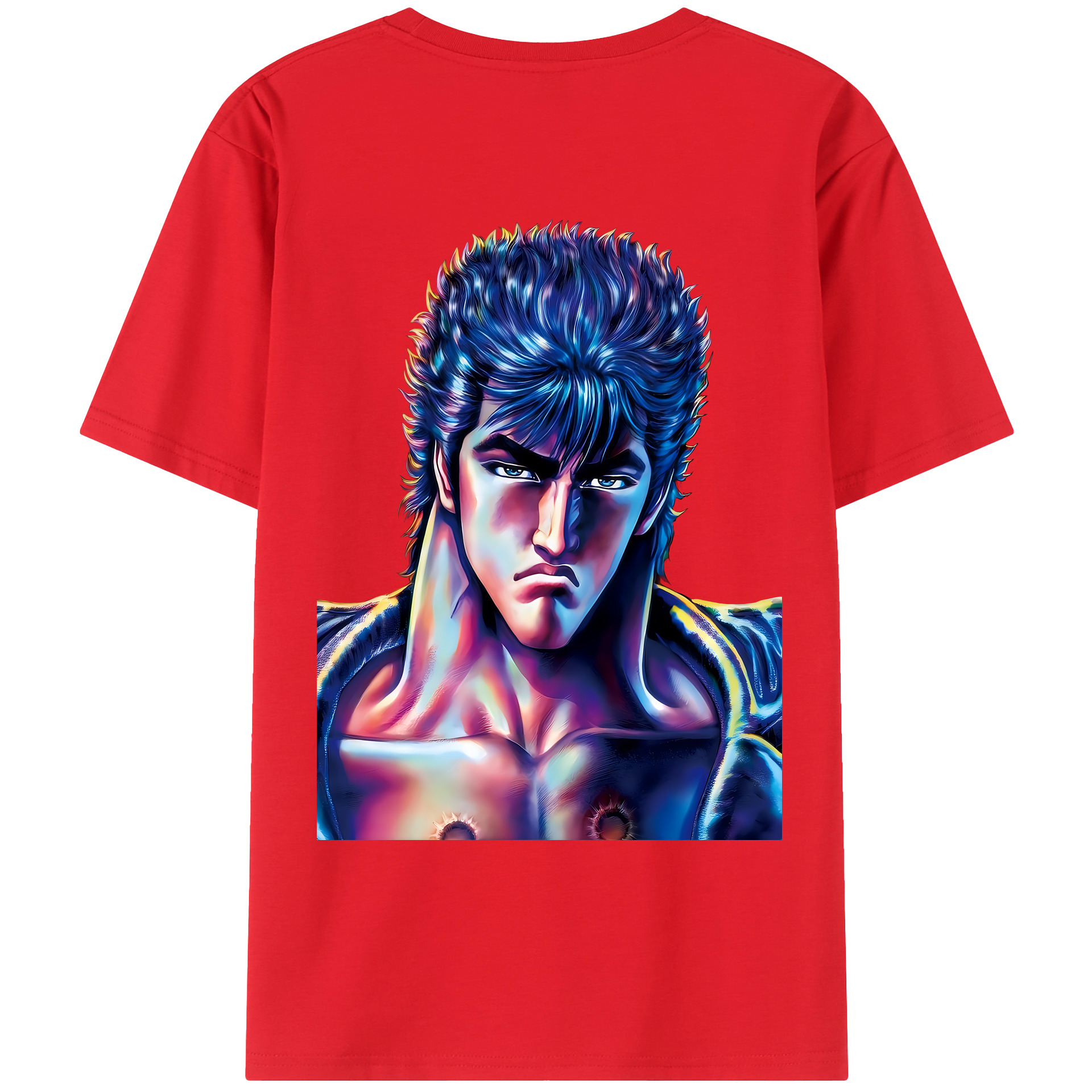 （画像用） 北斗の拳 Fist of the North Star 綿100％ メンズ半袖Tシャツ（バックプリント） 通気性