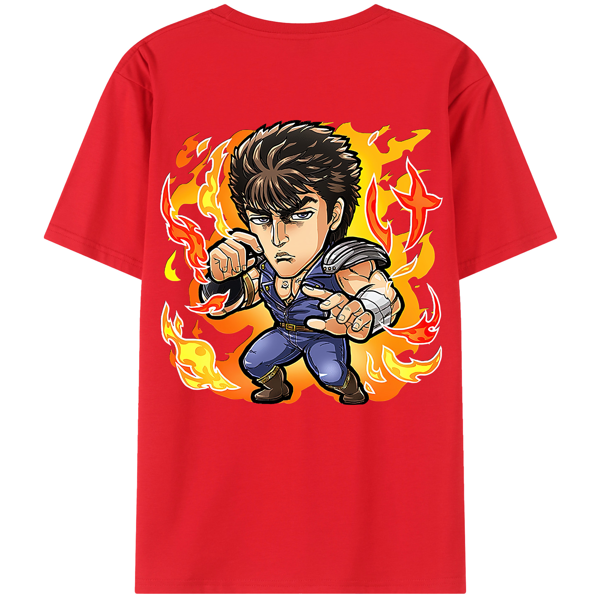 （画像用） 北斗の拳 Fist of the North Star 綿100％ メンズ半袖Tシャツ（バックプリント） 通気性