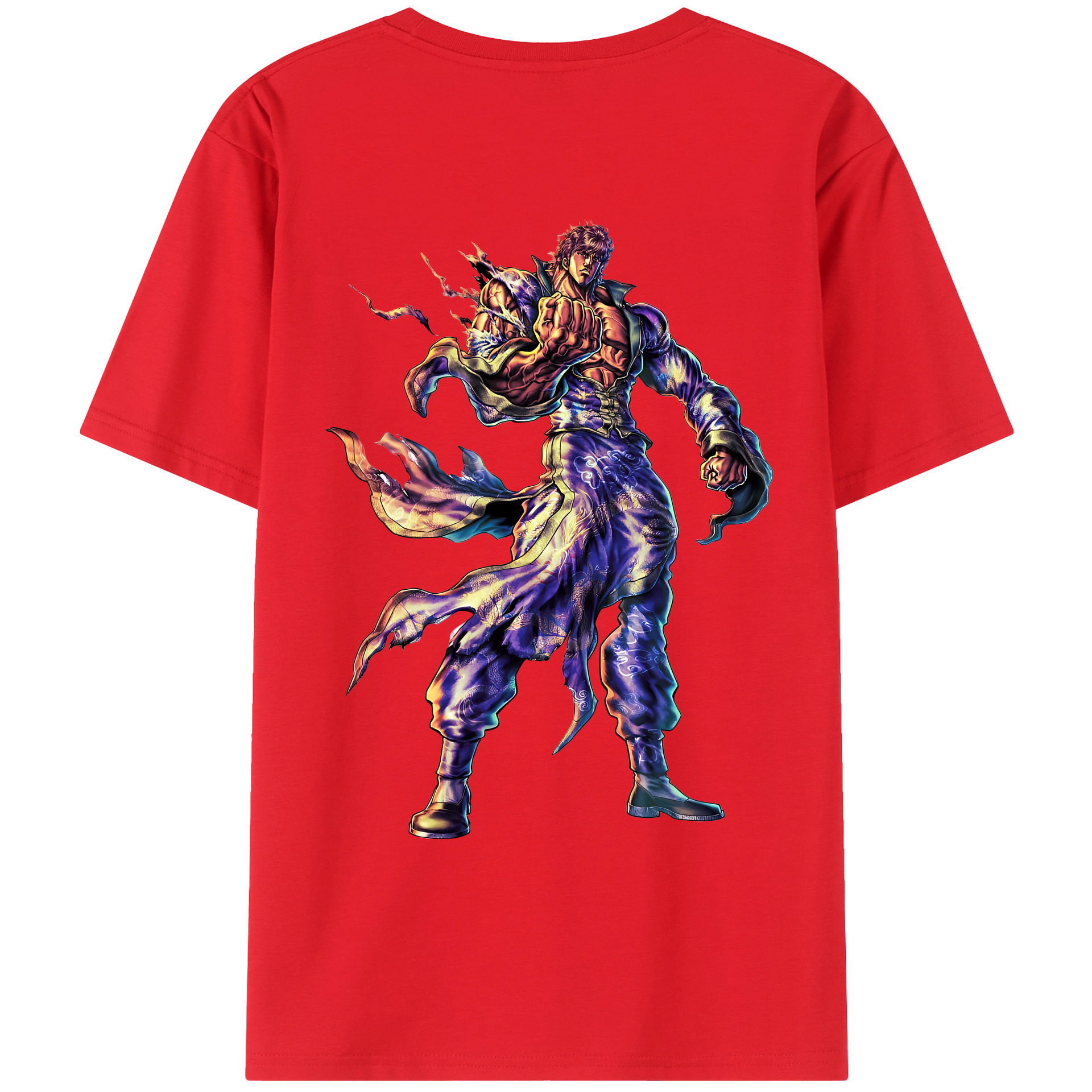 （画像用） 北斗の拳 Fist of the North Star 綿100％ メンズ半袖Tシャツ（バックプリント） 通気性