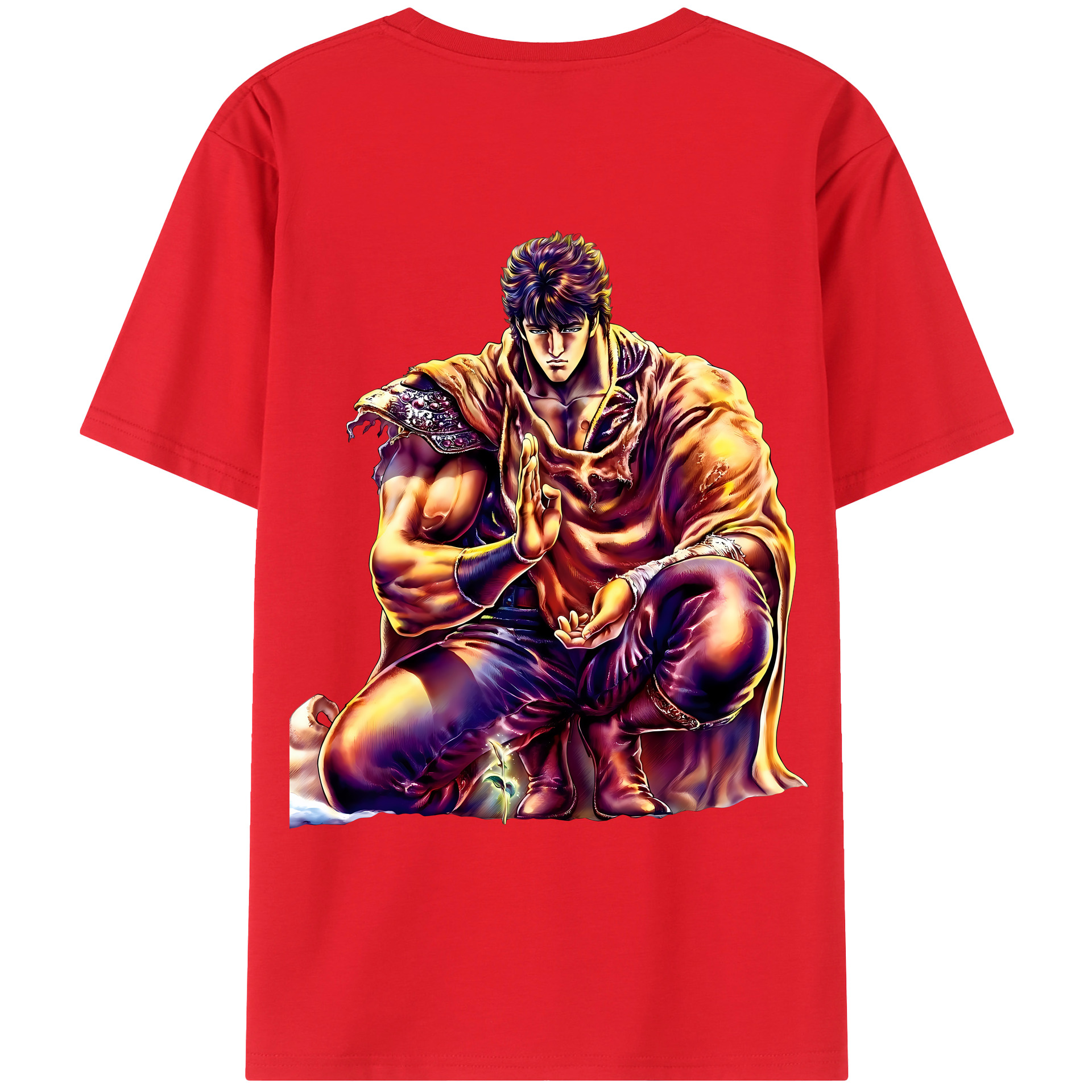 （画像用） 北斗の拳 Fist of the North Star 綿100％ メンズ半袖Tシャツ（バックプリント） 通気性