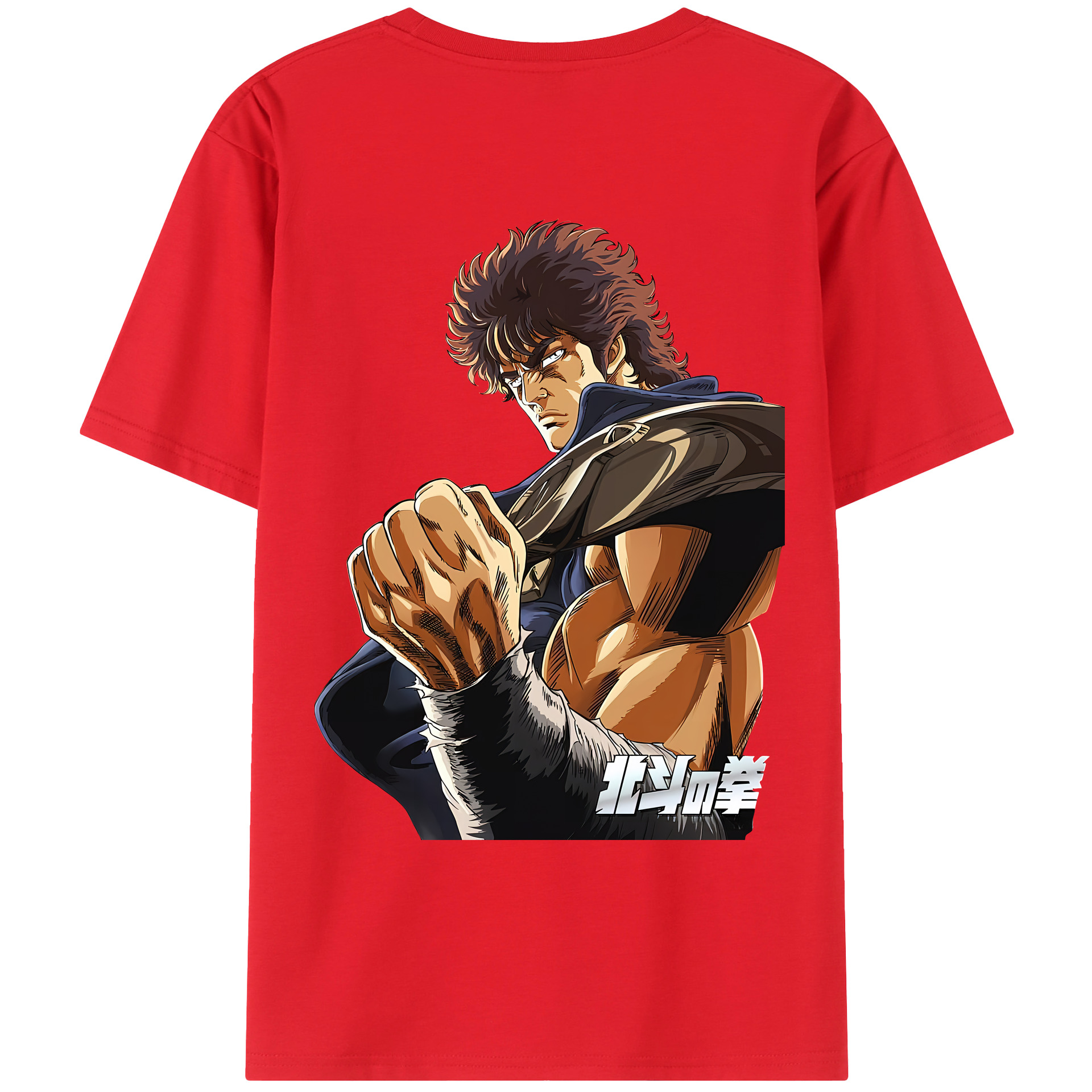 （画像用） 北斗の拳 Fist of the North Star 綿100％ メンズ半袖Tシャツ（バックプリント） 通気性