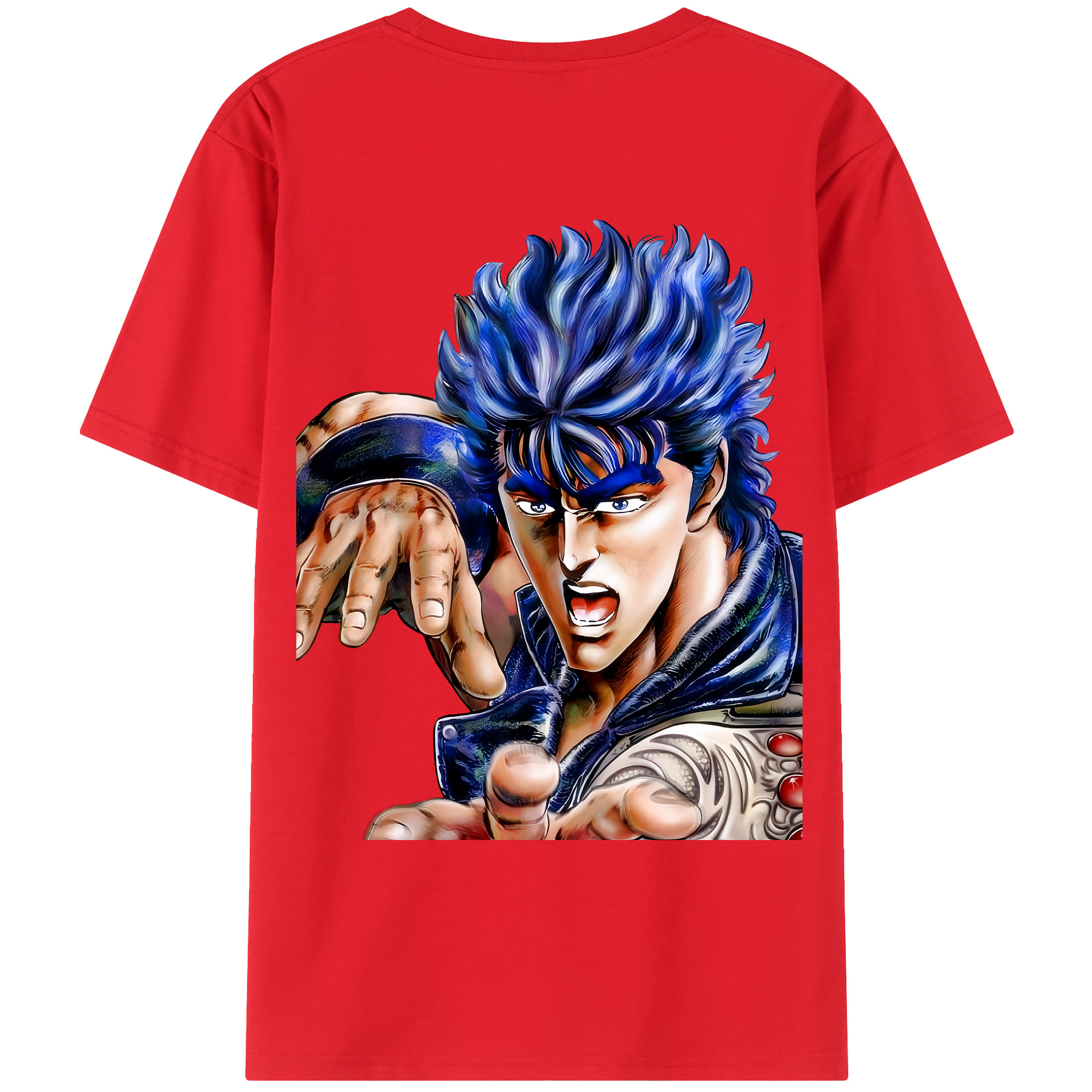 （画像用） 北斗の拳 Fist of the North Star 綿100％ メンズ半袖Tシャツ（バックプリント） 通気性