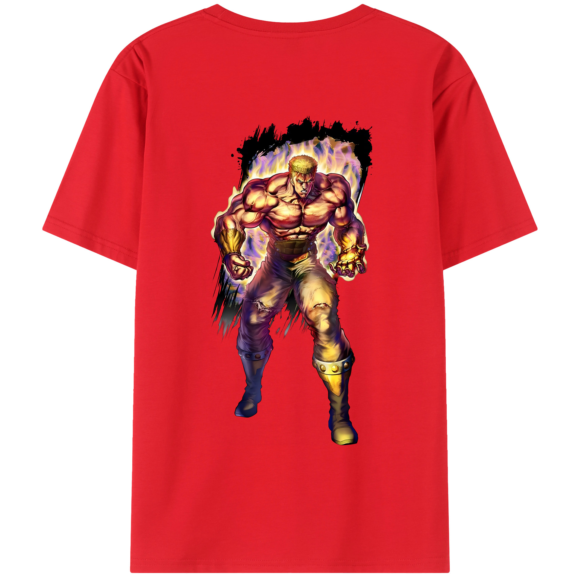 （画像用） 北斗の拳 Fist of the North Star 綿100％ メンズ半袖Tシャツ（バックプリント） 通気性