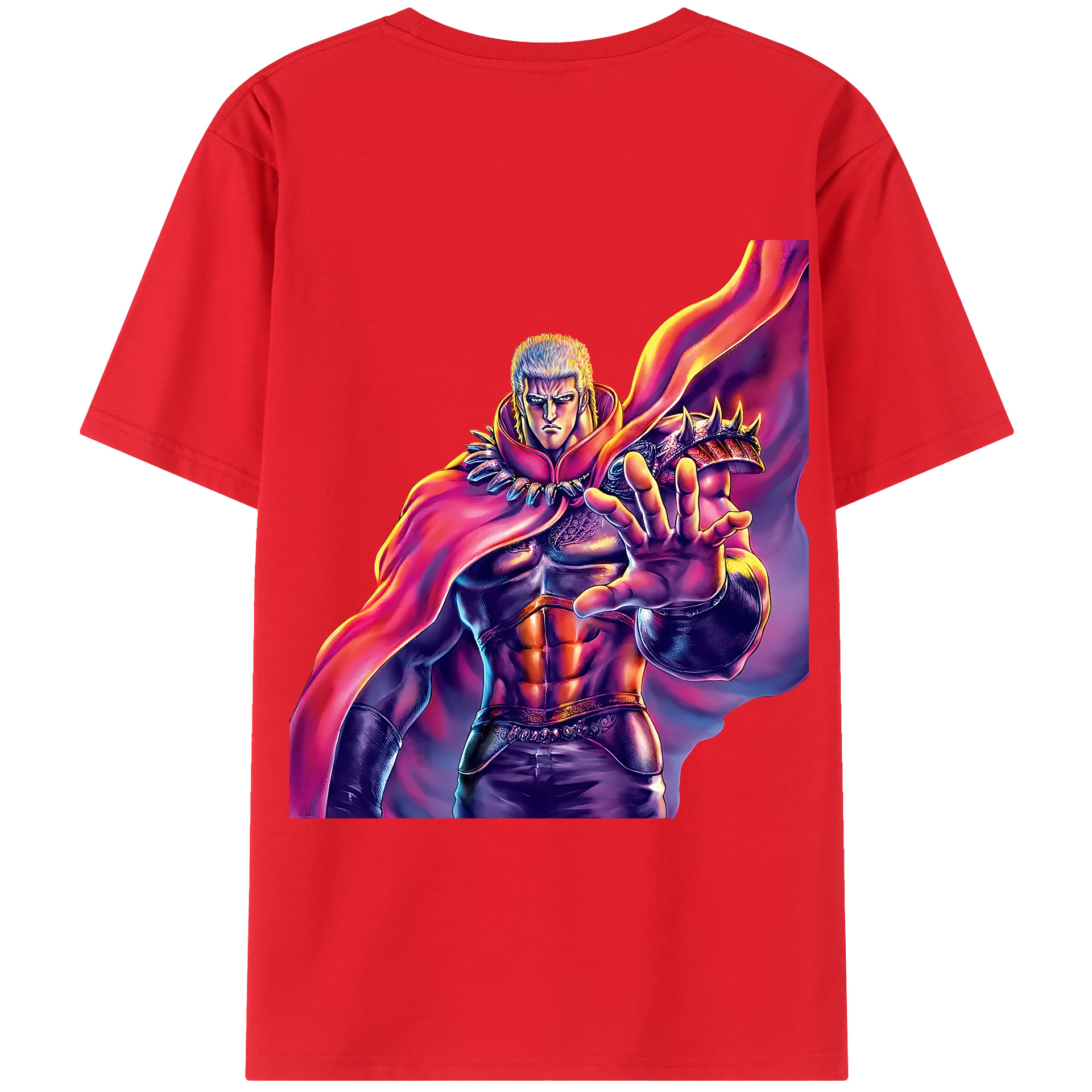 （画像用） 北斗の拳 Fist of the North Star 綿100％ メンズ半袖Tシャツ（バックプリント） 通気性