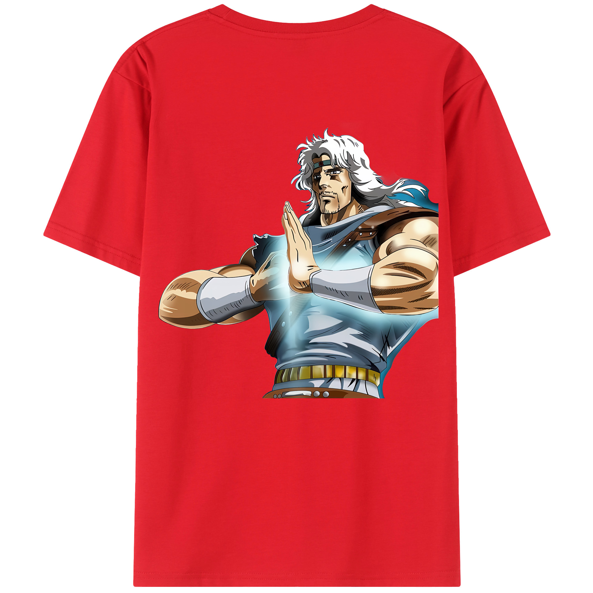 （画像用） 北斗の拳 Fist of the North Star 綿100％ メンズ半袖Tシャツ（バックプリント） 通気性