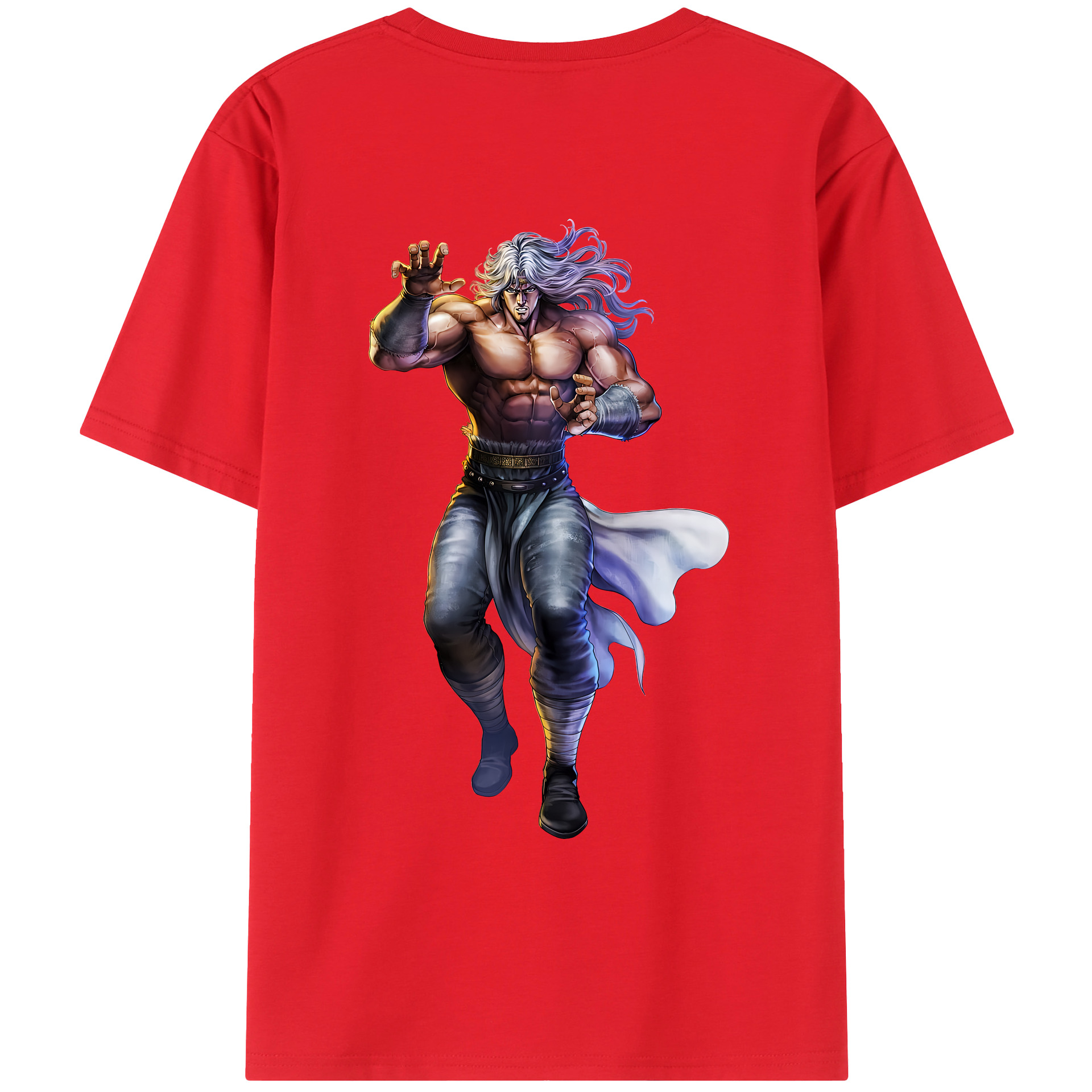（画像用） 北斗の拳 Fist of the North Star 綿100％ メンズ半袖Tシャツ（バックプリント） 通気性