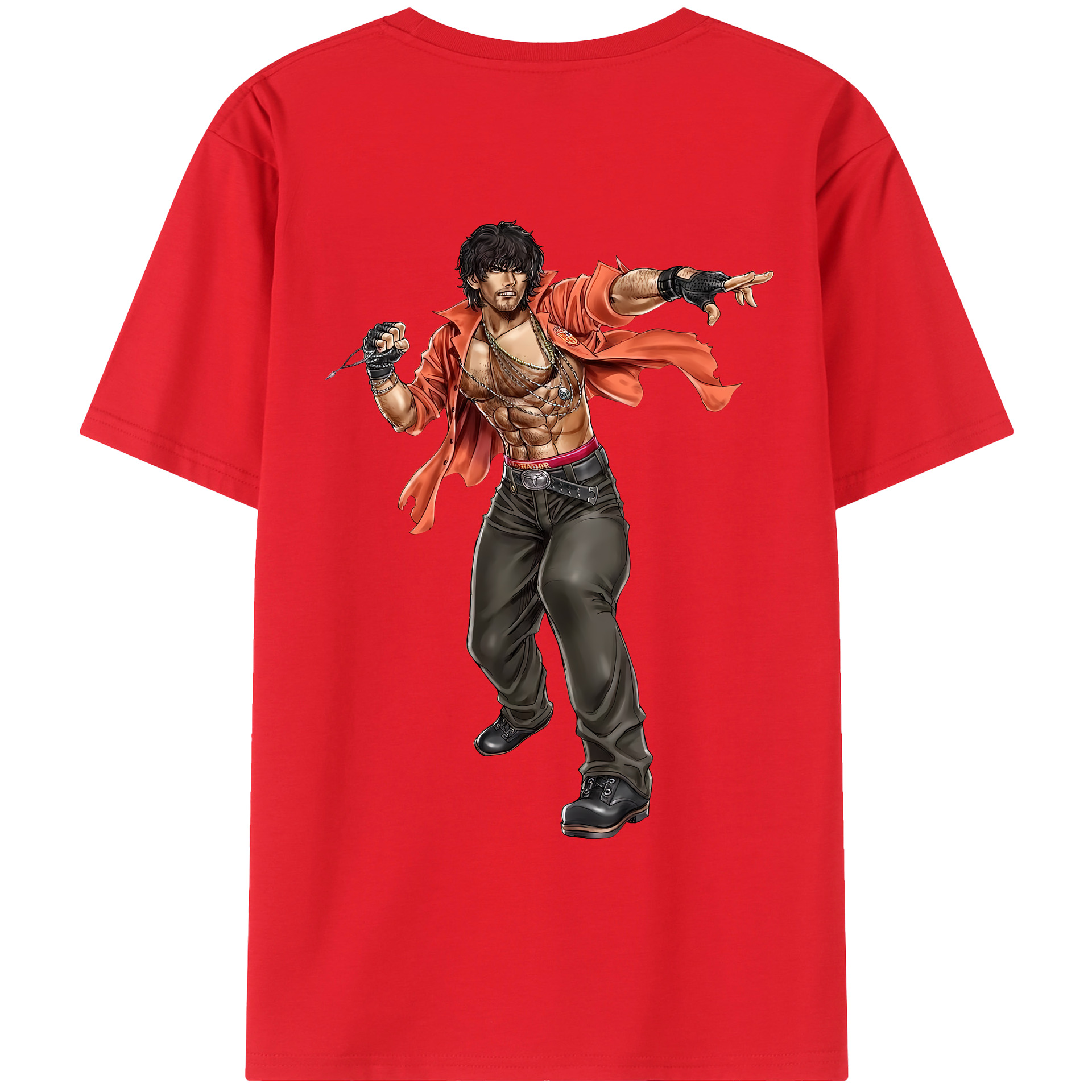（画像用） 北斗の拳 Fist of the North Star 綿100％ メンズ半袖Tシャツ（バックプリント） 通気性