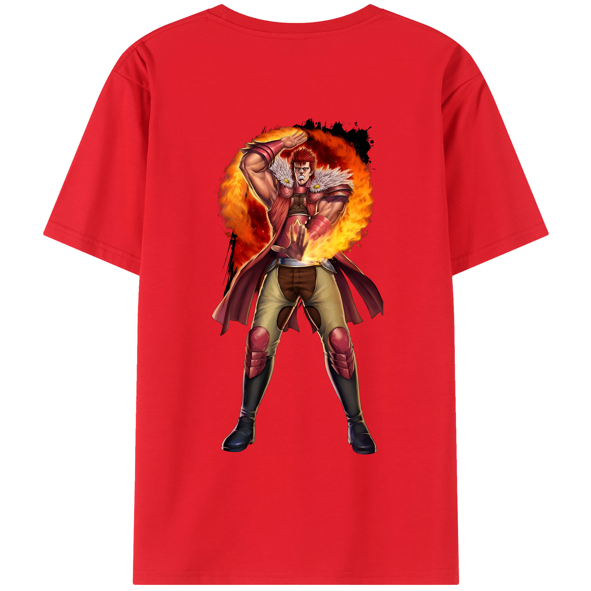 （画像用） 北斗の拳 Fist of the North Star 綿100％ メンズ半袖Tシャツ（バックプリント） 通気性