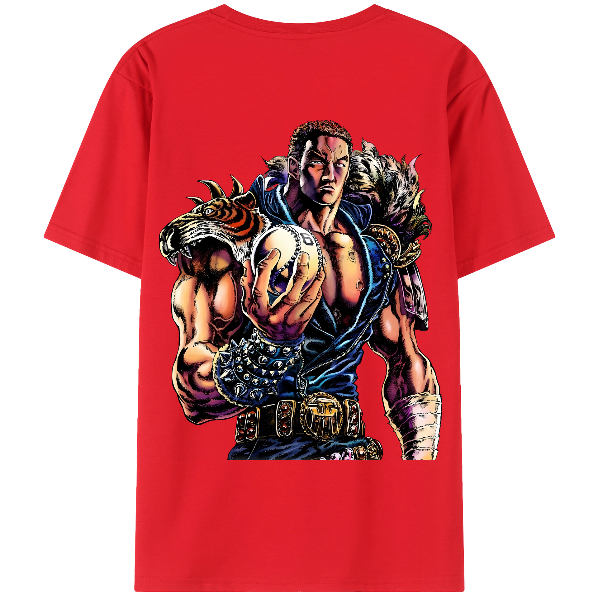 （画像用） 北斗の拳 Fist of the North Star 綿100％ メンズ半袖Tシャツ（バックプリント） 通気性