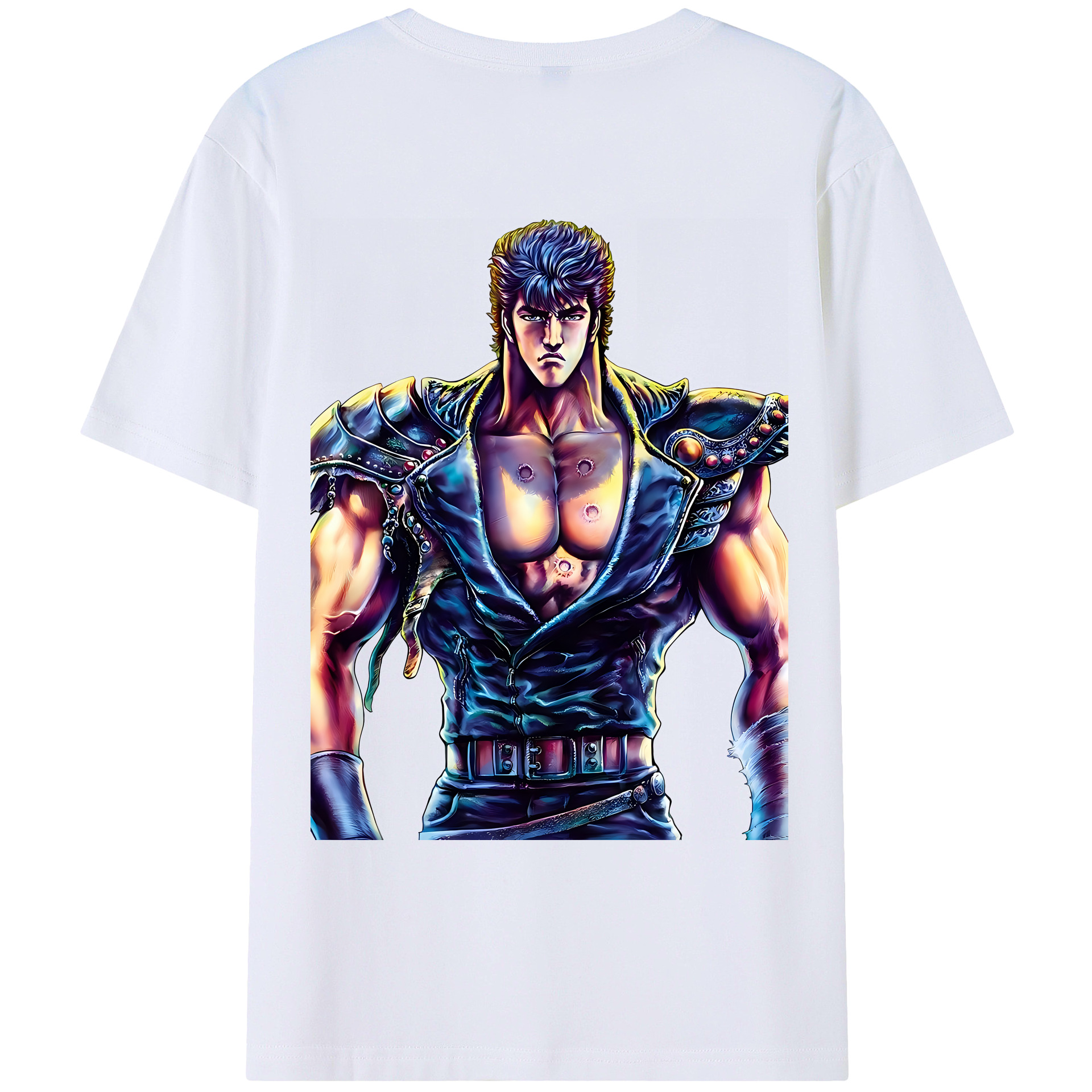 （画像用） 北斗の拳 Fist of the North Star 綿100％ メンズ半袖Tシャツ（バックプリント） 通気性