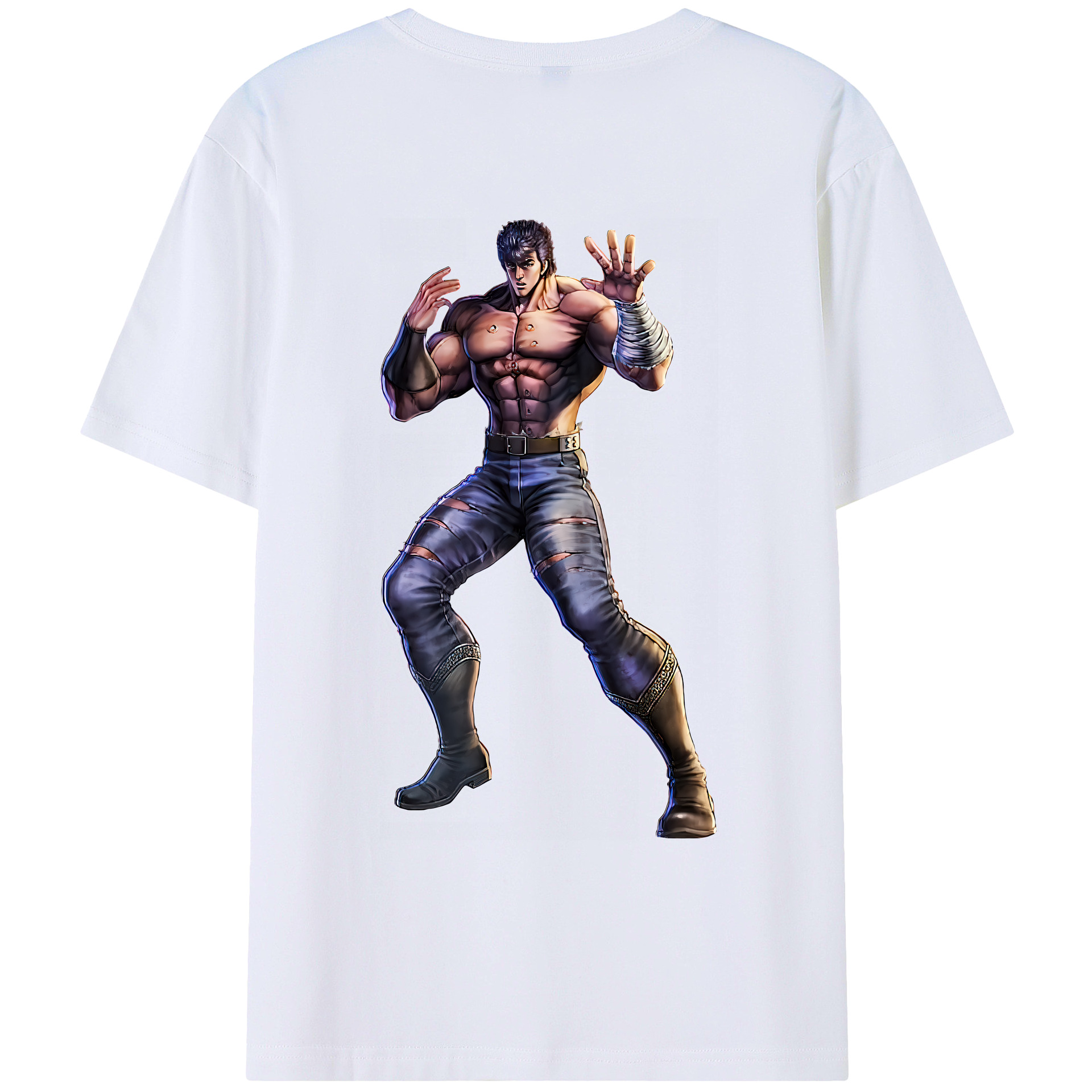 （画像用） 北斗の拳 Fist of the North Star 綿100％ メンズ半袖Tシャツ（バックプリント） 通気性