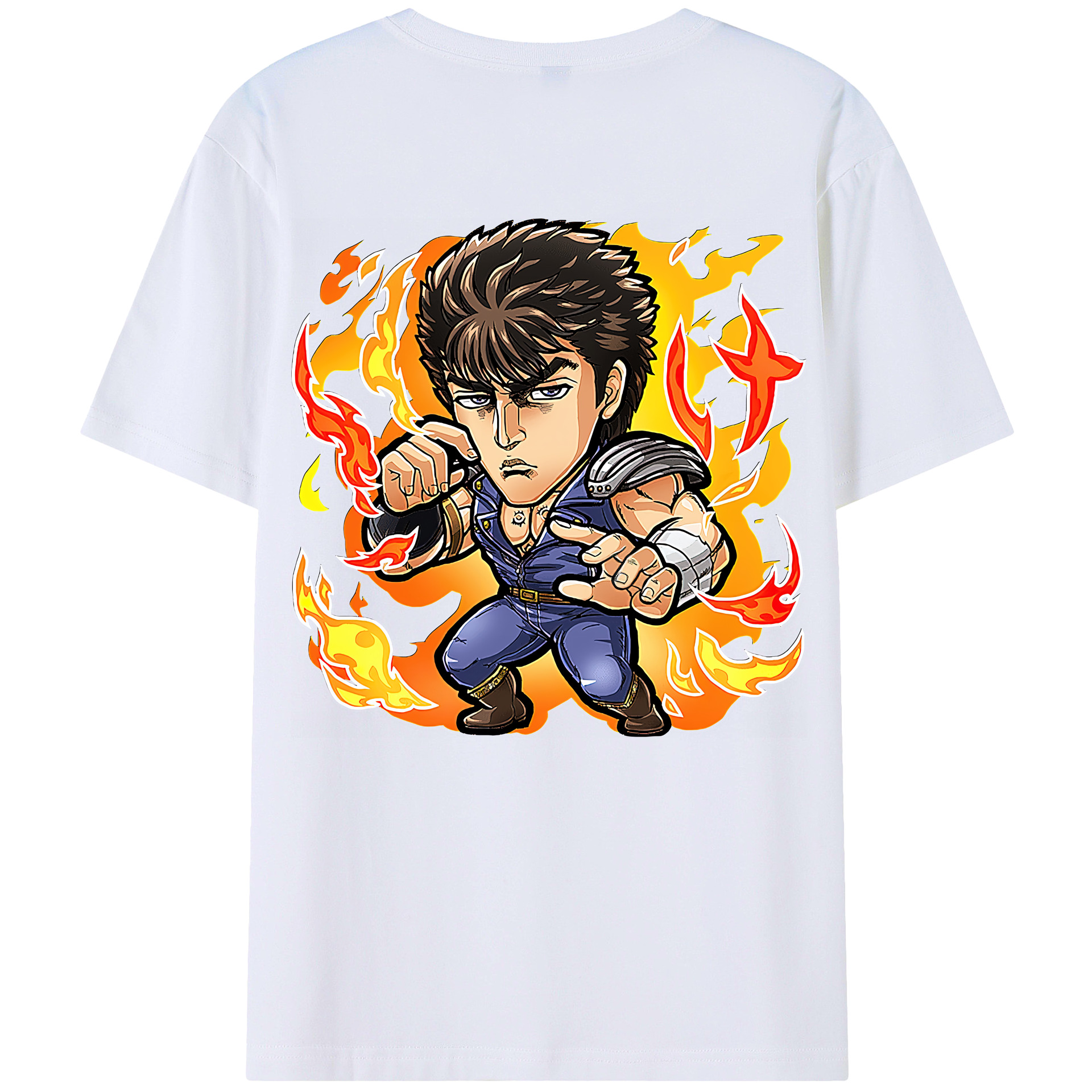 （画像用） 北斗の拳 Fist of the North Star 綿100％ メンズ半袖Tシャツ（バックプリント） 通気性