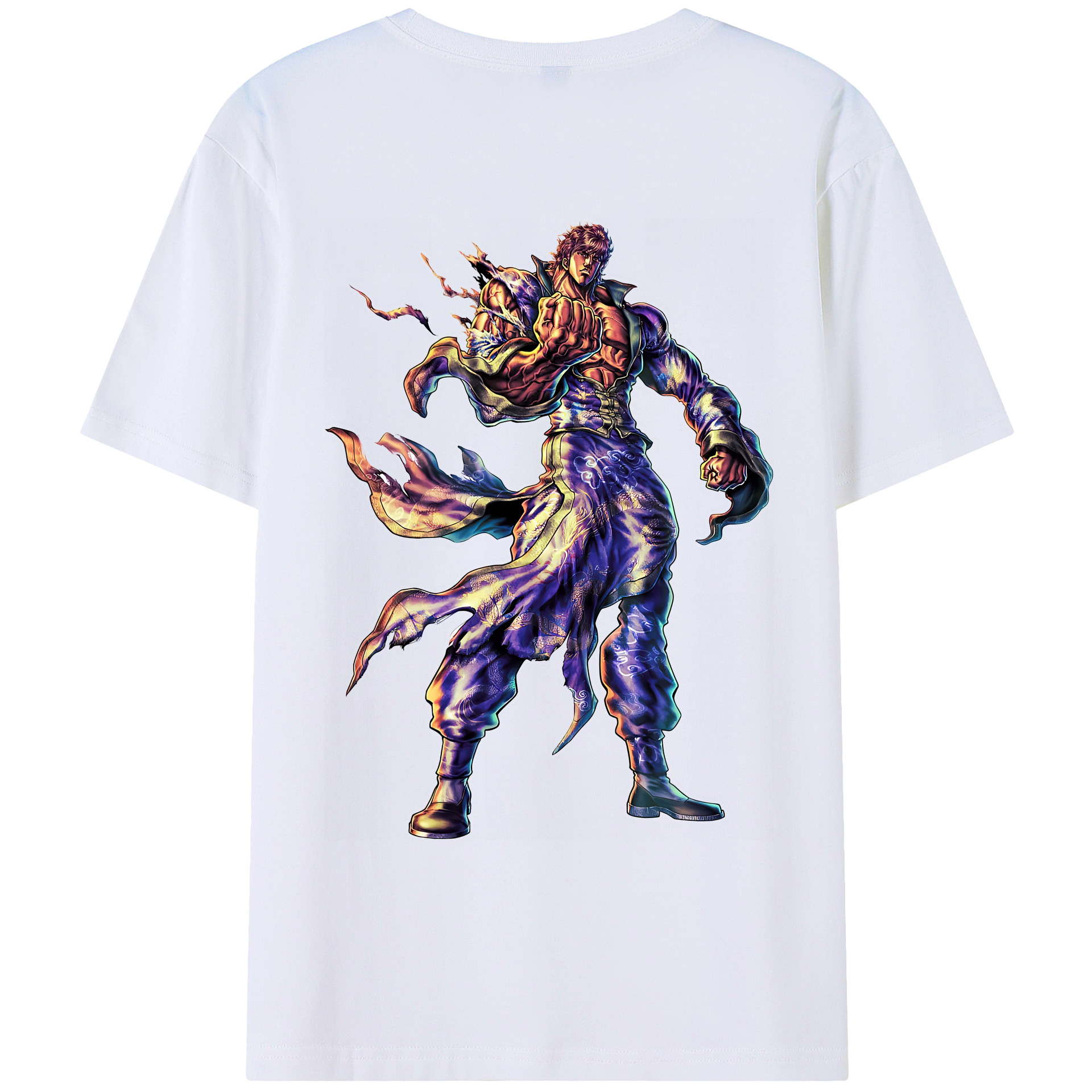 （画像用） 北斗の拳 Fist of the North Star 綿100％ メンズ半袖Tシャツ（バックプリント） 通気性