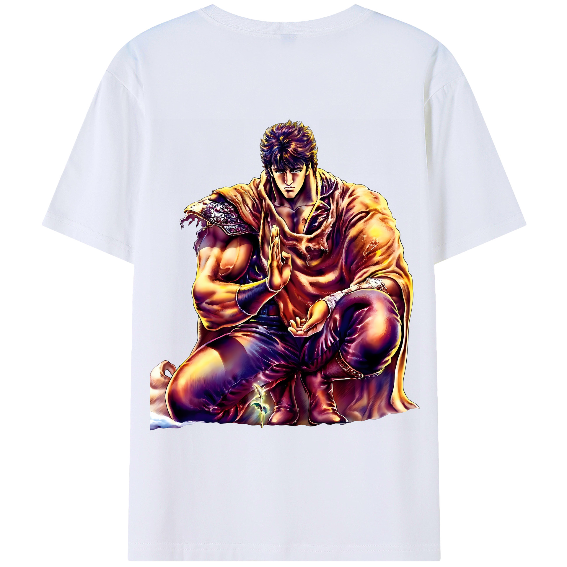 （画像用） 北斗の拳 Fist of the North Star 綿100％ メンズ半袖Tシャツ（バックプリント） 通気性