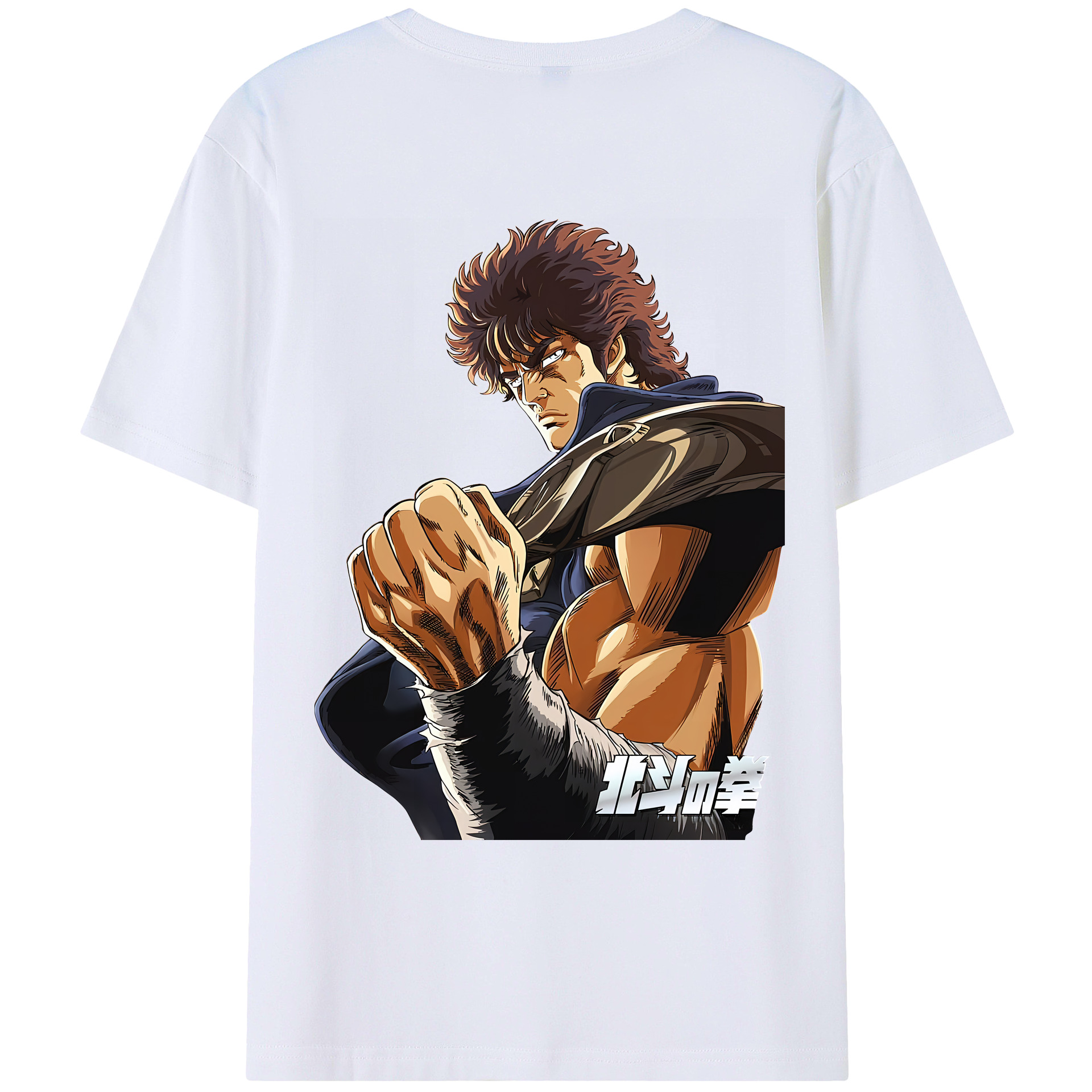 （画像用） 北斗の拳 Fist of the North Star 綿100％ メンズ半袖Tシャツ（バックプリント） 通気性