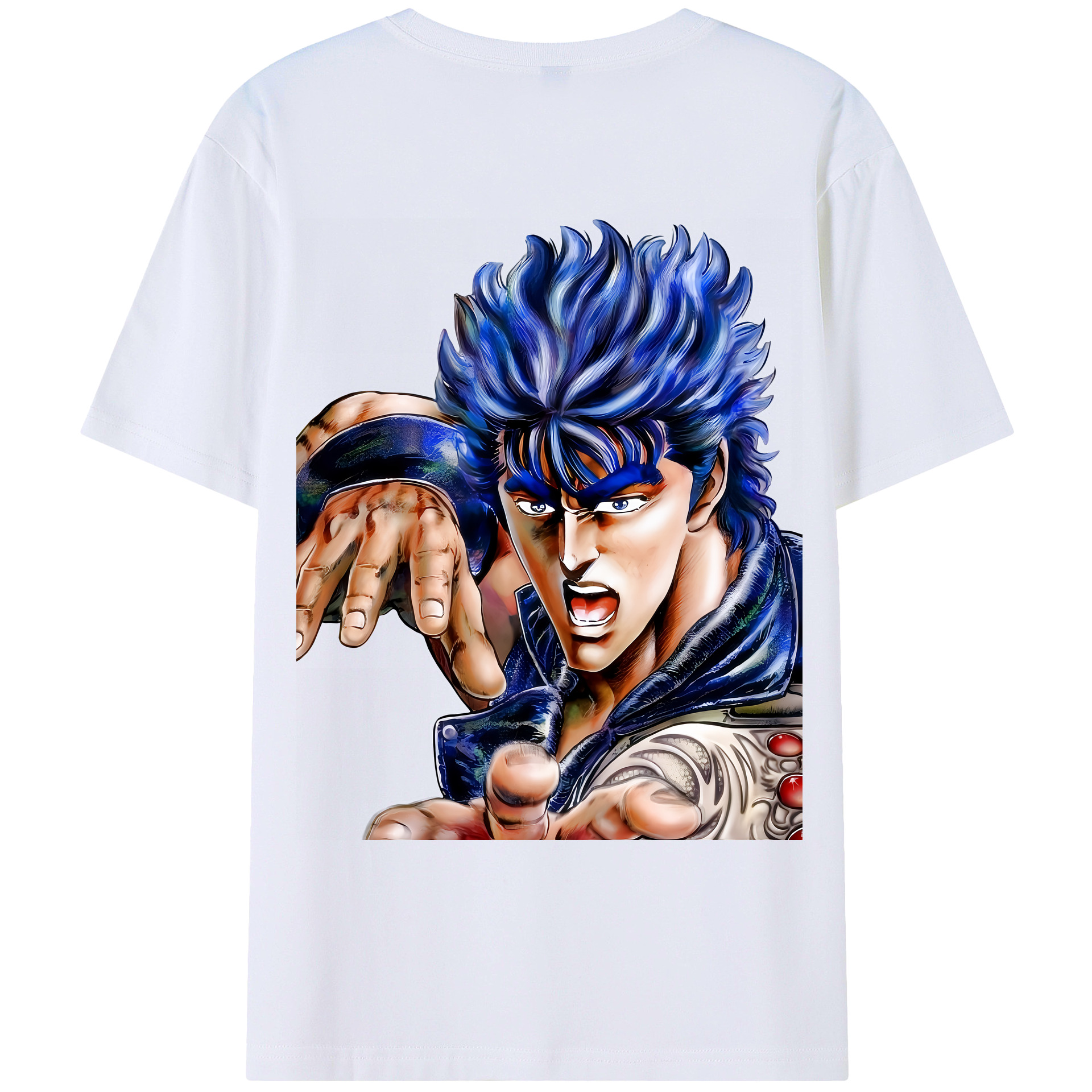 （画像用） 北斗の拳 Fist of the North Star 綿100％ メンズ半袖Tシャツ（バックプリント） 通気性