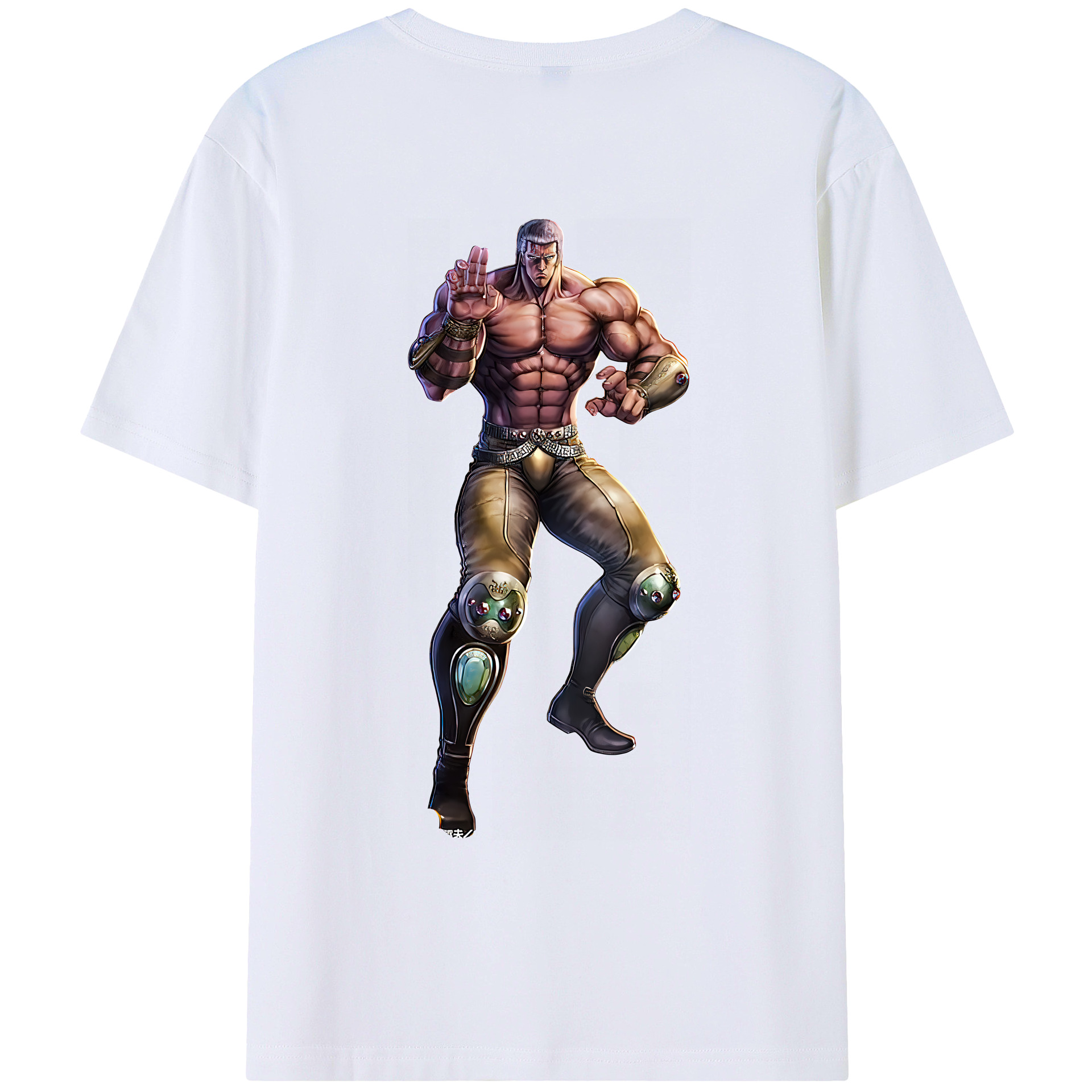 （画像用） 北斗の拳 Fist of the North Star 綿100％ メンズ半袖Tシャツ（バックプリント） 通気性