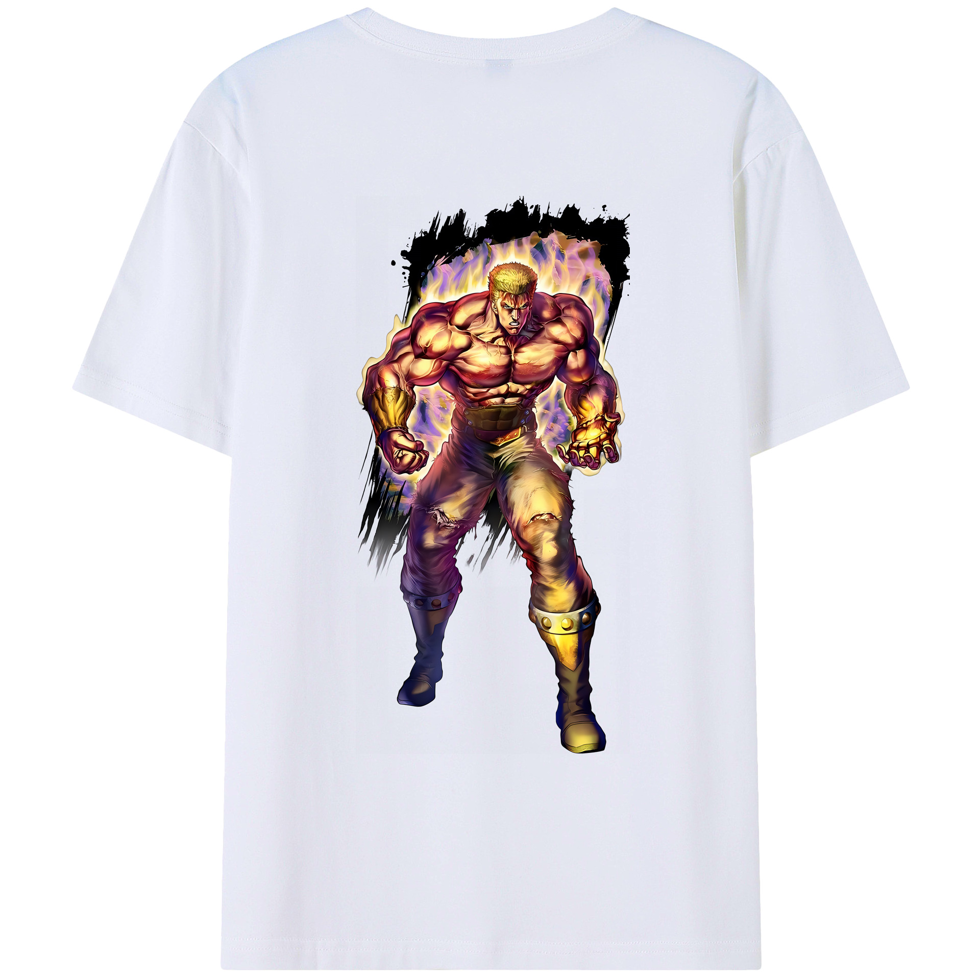 （画像用） 北斗の拳 Fist of the North Star 綿100％ メンズ半袖Tシャツ（バックプリント） 通気性