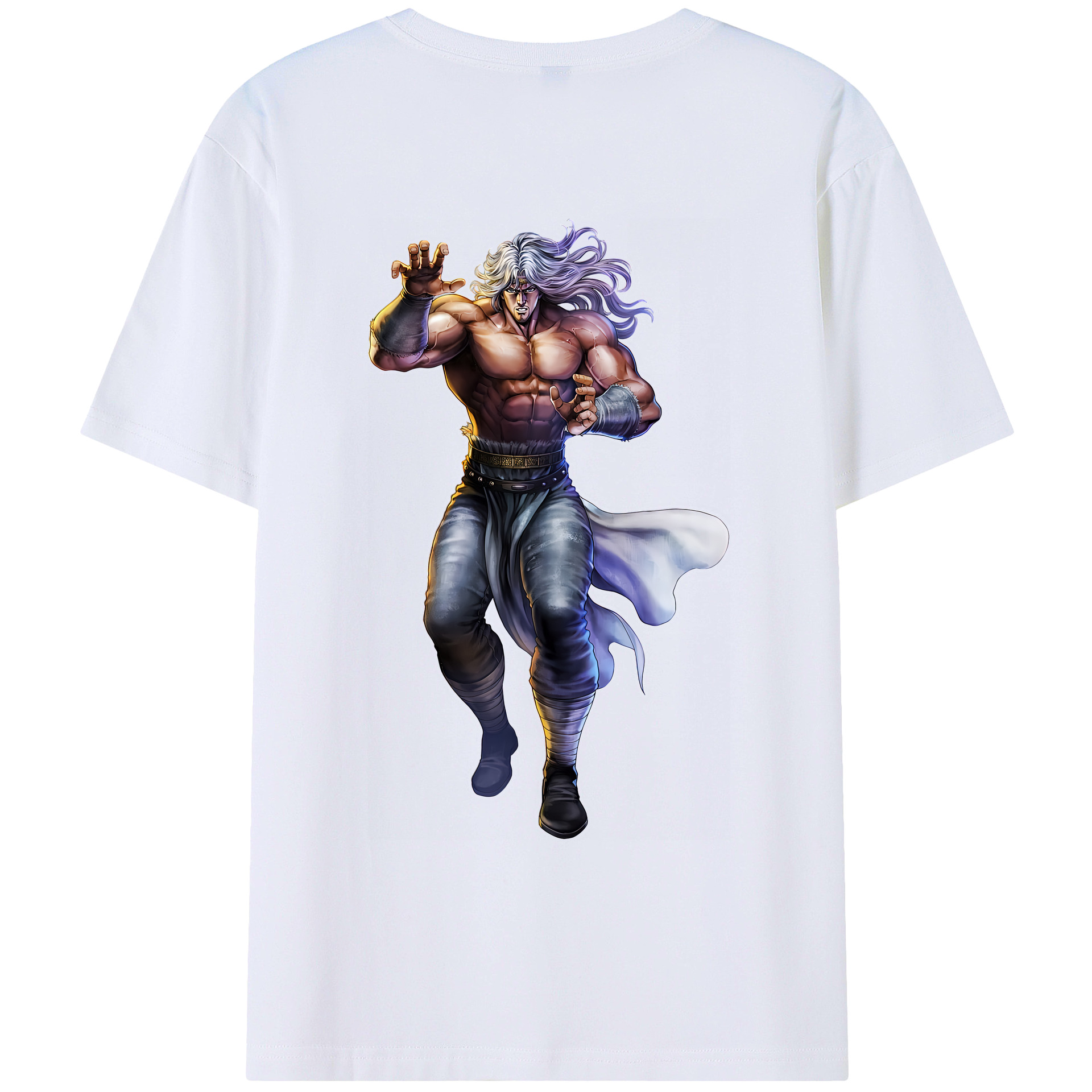 （画像用） 北斗の拳 Fist of the North Star 綿100％ メンズ半袖Tシャツ（バックプリント） 通気性