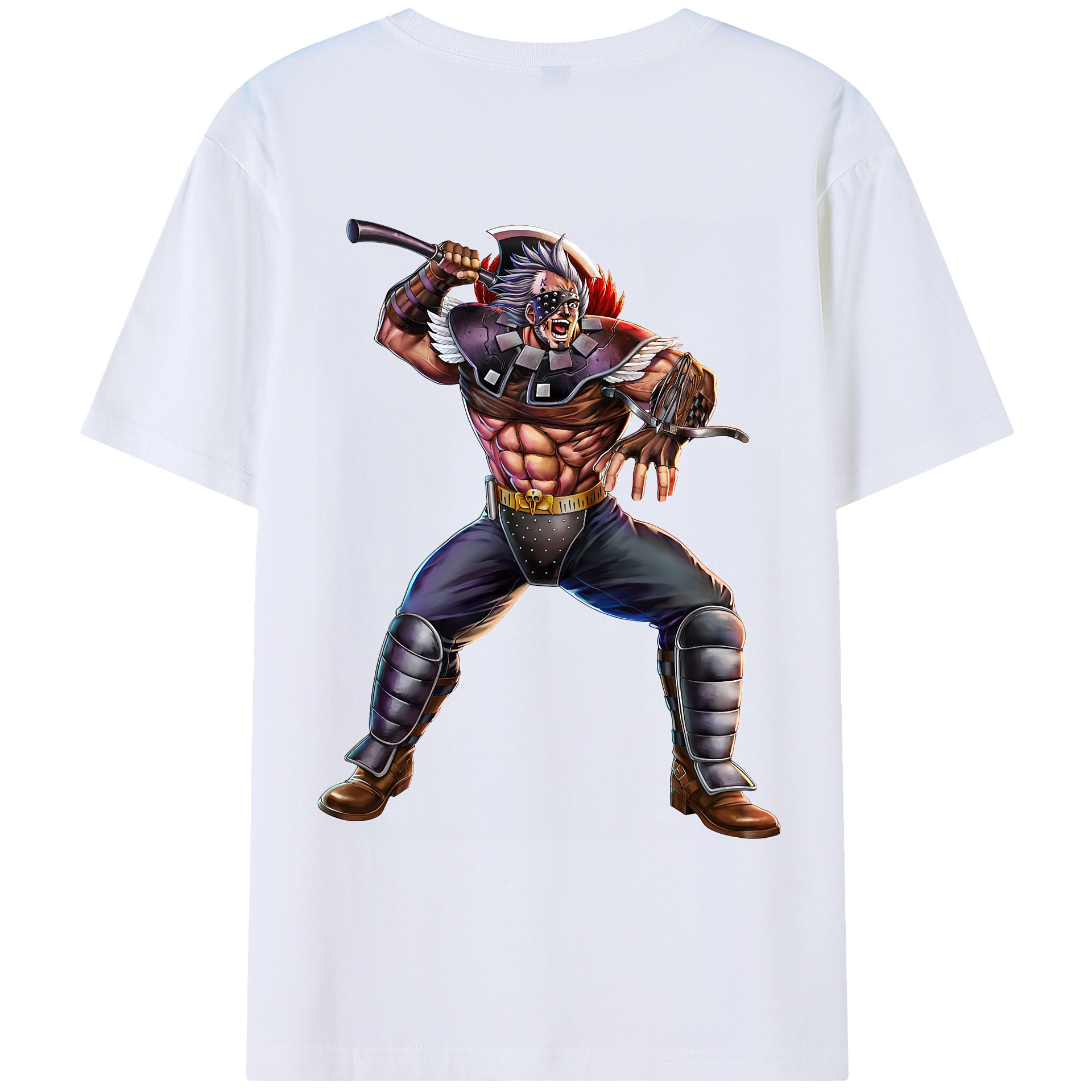 （画像用） 北斗の拳 Fist of the North Star 綿100％ メンズ半袖Tシャツ（バックプリント） 通気性